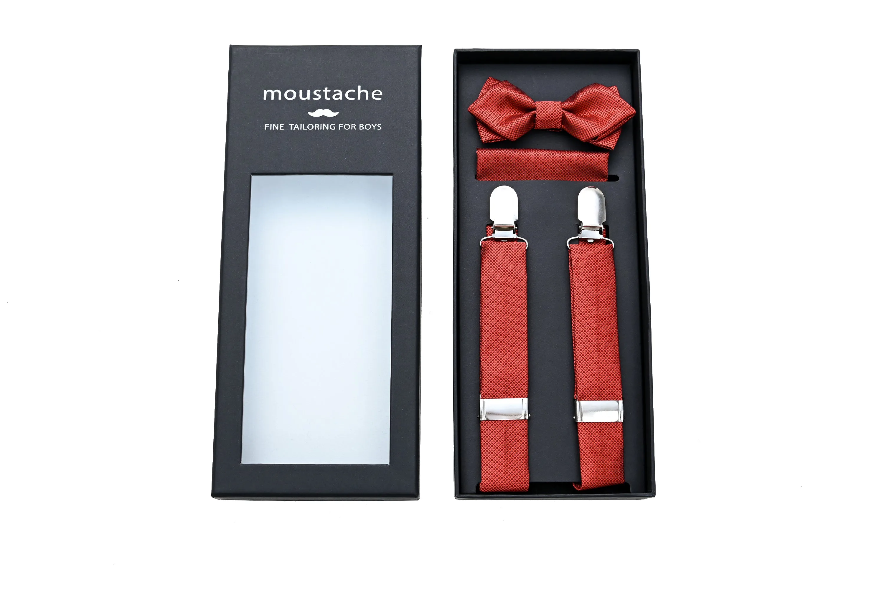 Orange Textured Suspenders Set