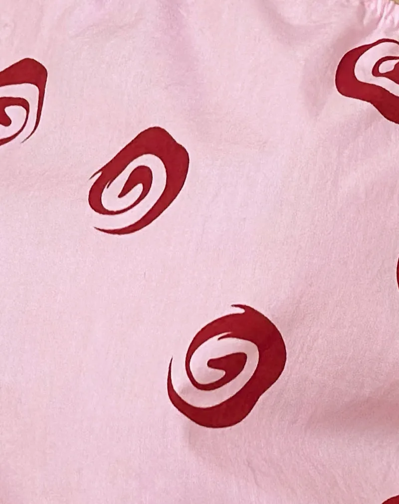 Phire One Shoulder Top in Poplin Swirl Pink