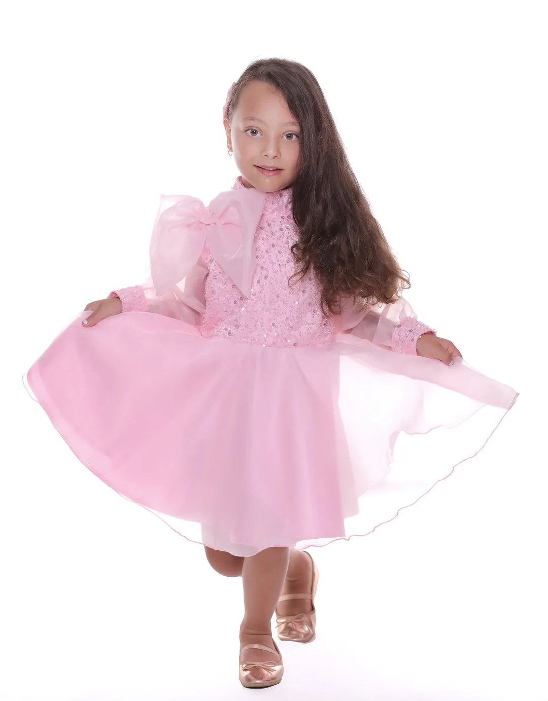 Pink Aaliyah Organza Bow Dress