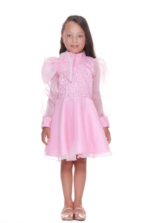 Pink Aaliyah Organza Bow Dress