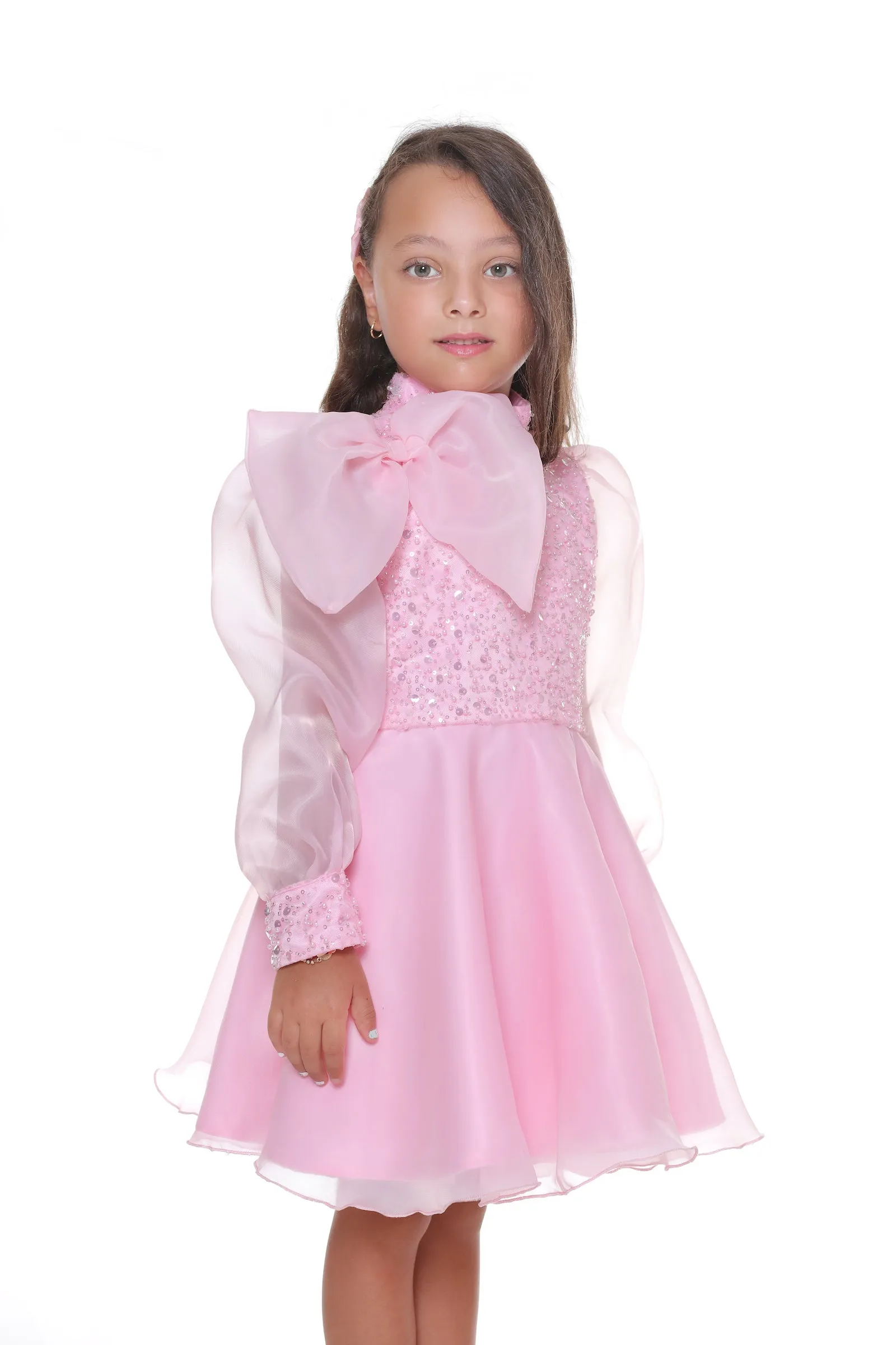 Pink Aaliyah Organza Bow Dress