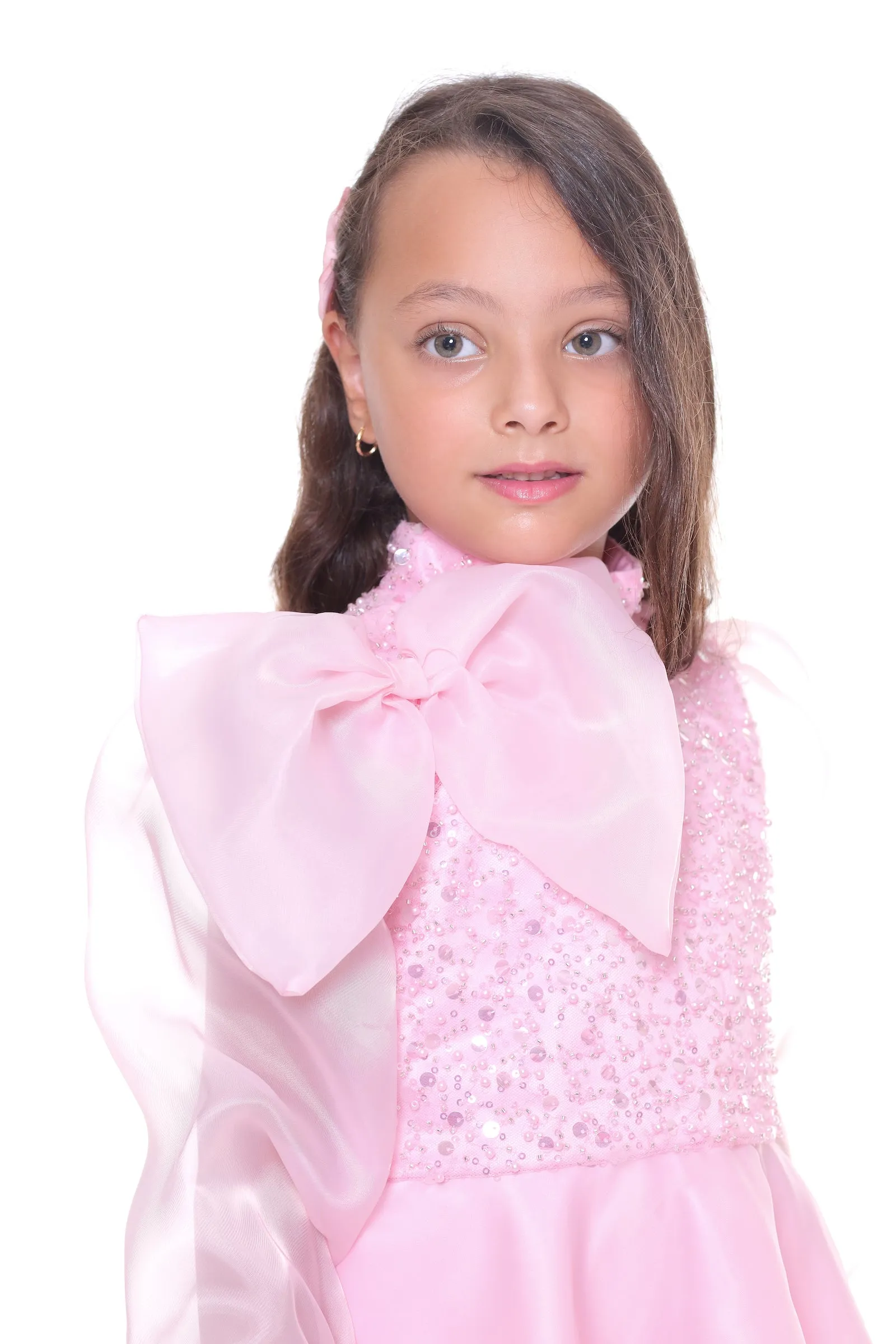 Pink Aaliyah Organza Bow Dress