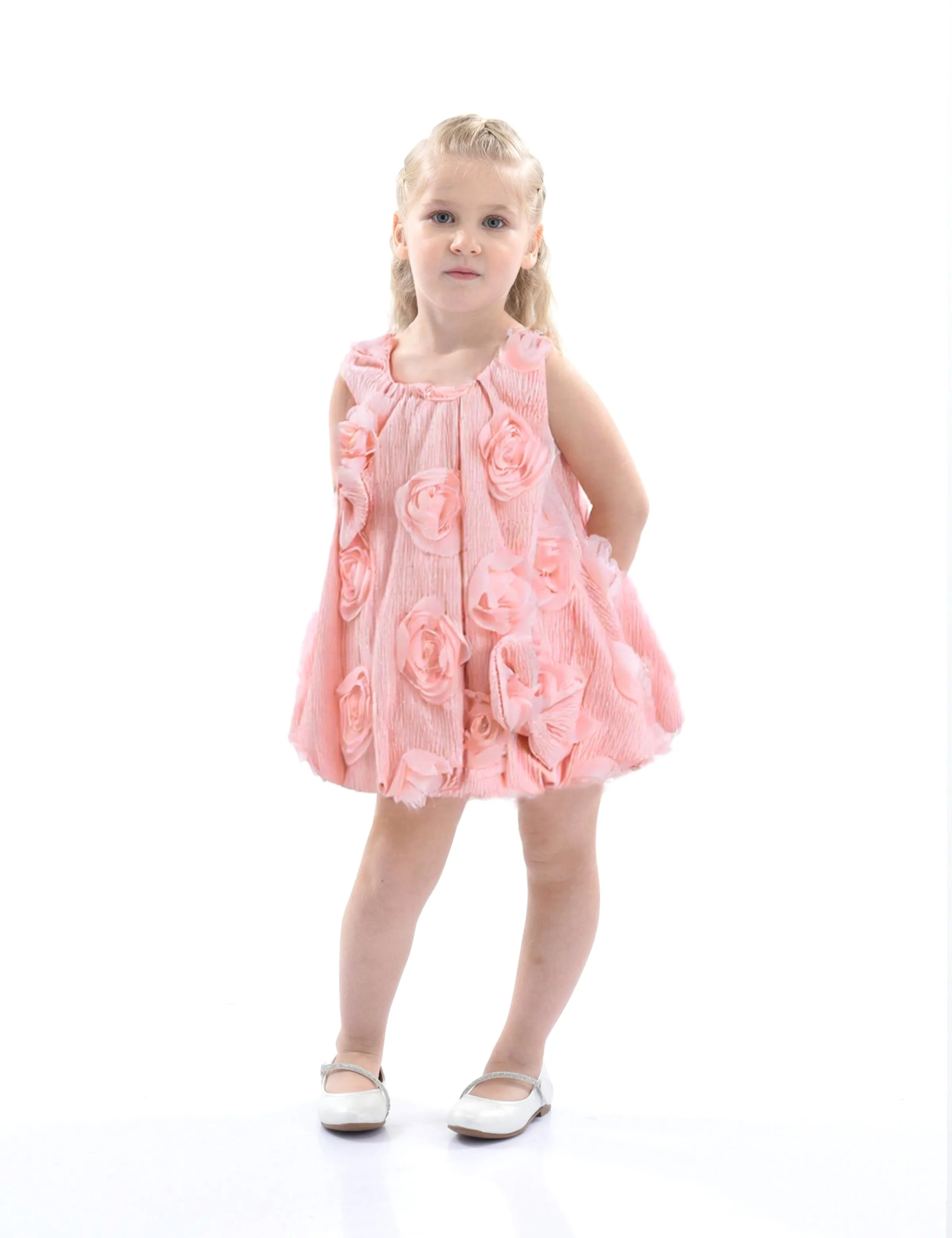 Pink Bow Flower Sleeveless Dress