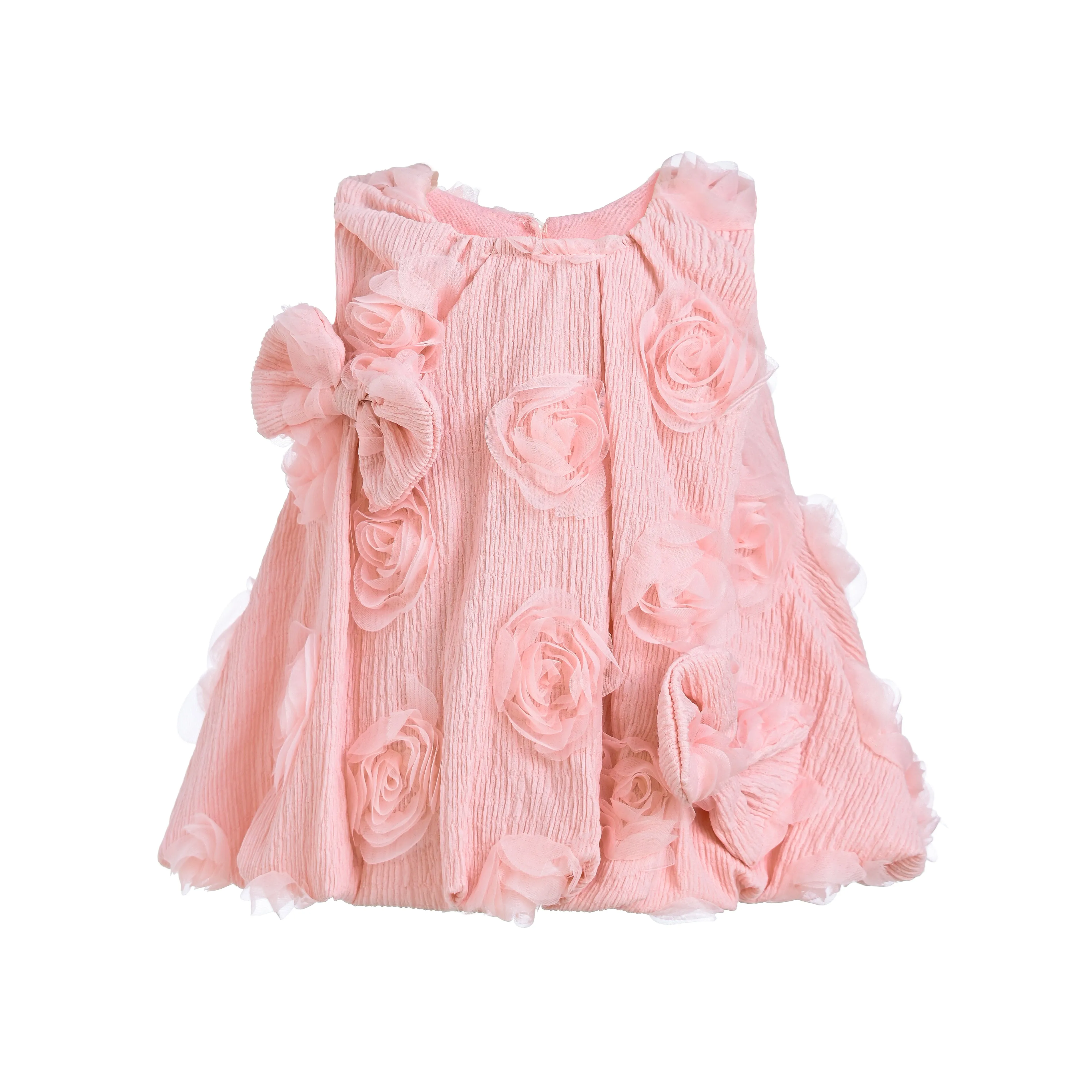 Pink Bow Flower Sleeveless Dress