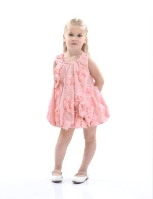 Pink Bow Flower Sleeveless Dress