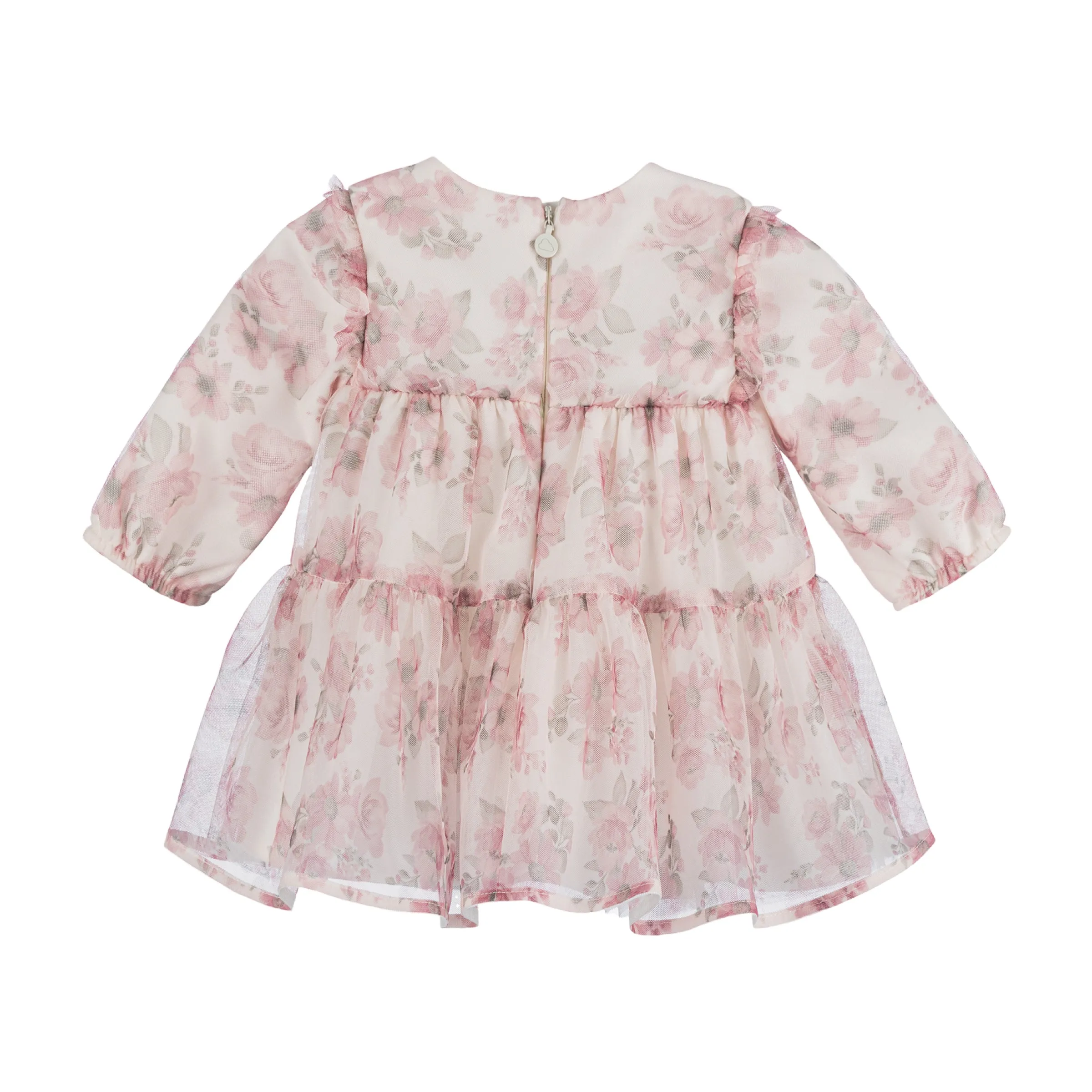 Pink Floral Tulle Smocked Dress