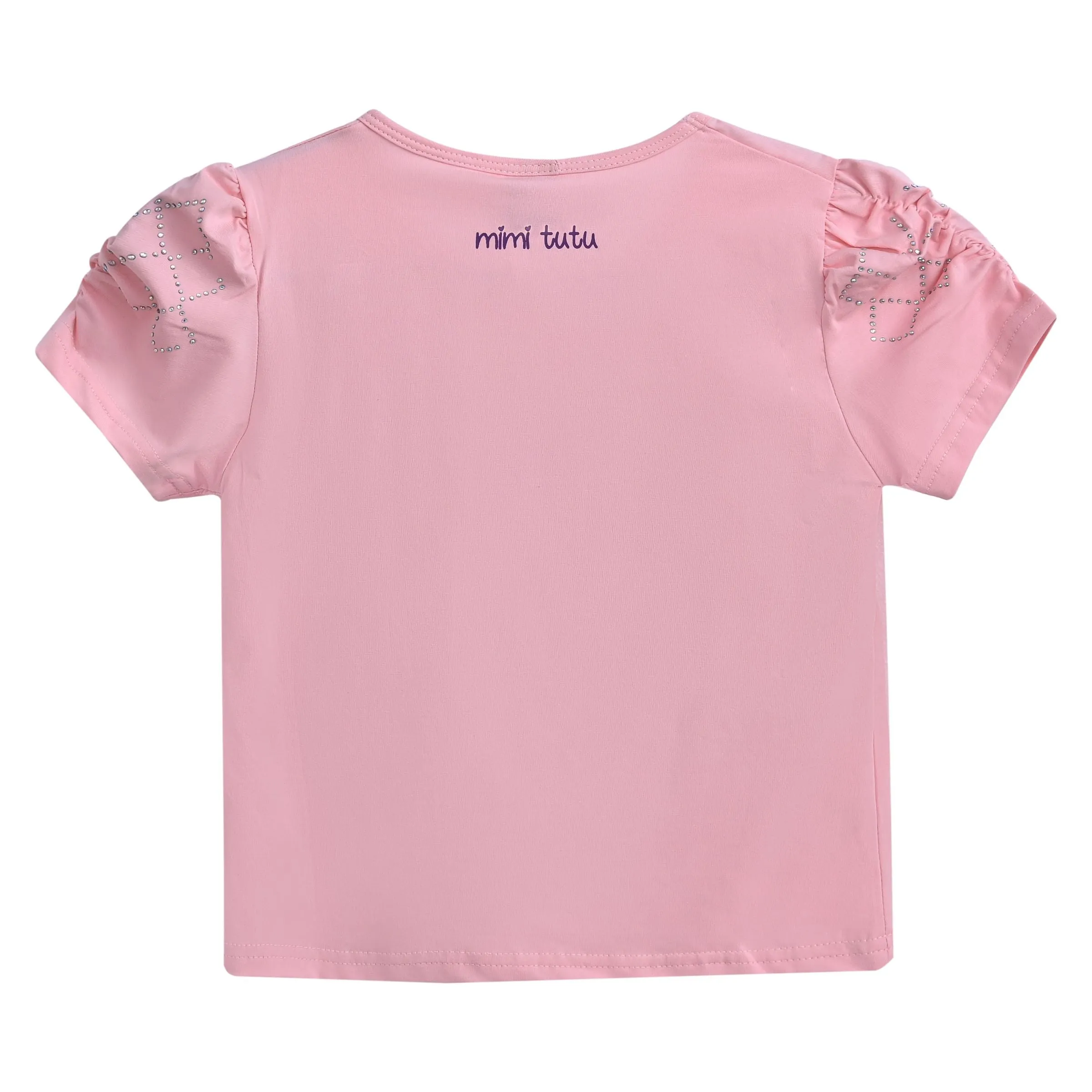 Pink Flowers Applique T-Shirt