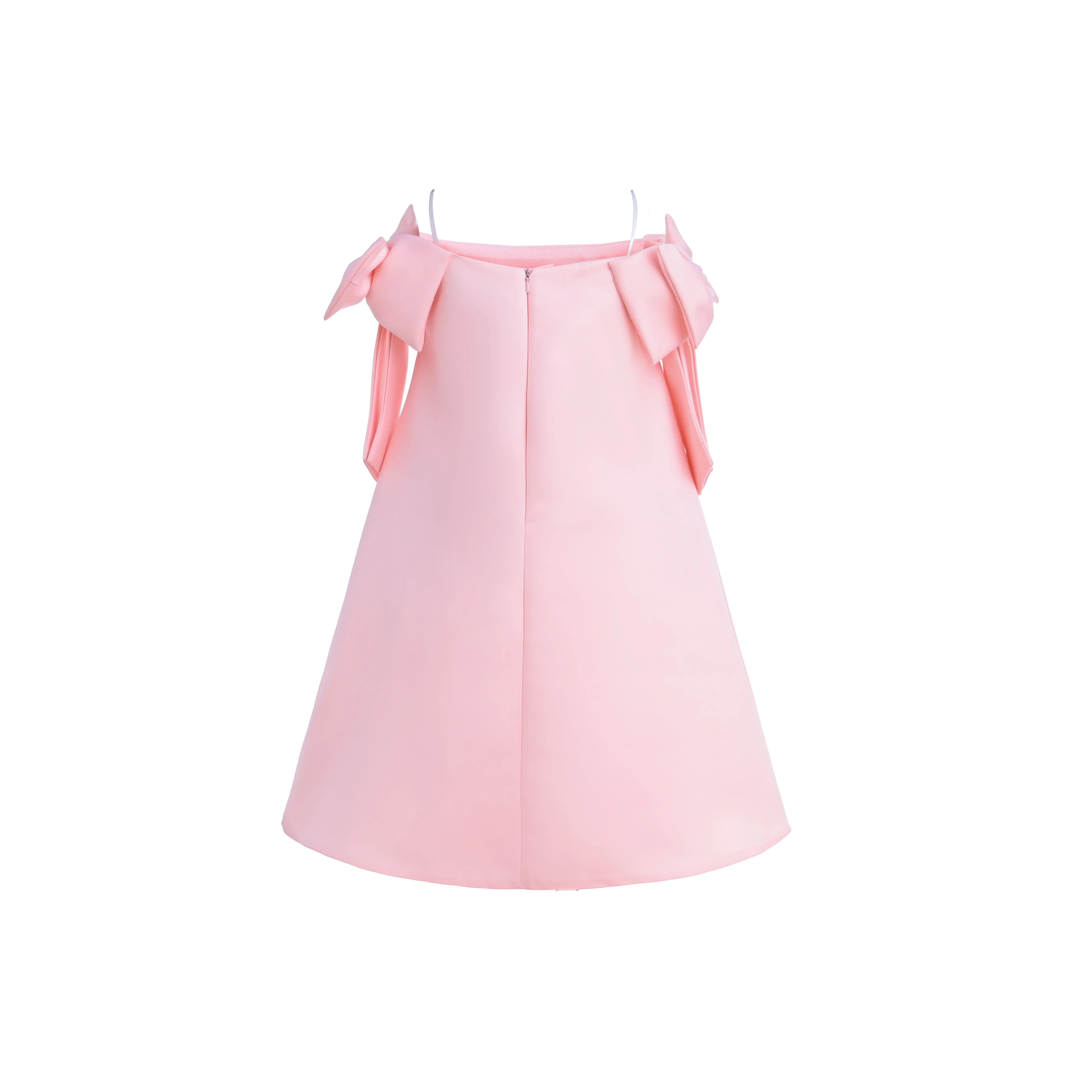 Pink Luneta Off-Shoulder Bow Dress