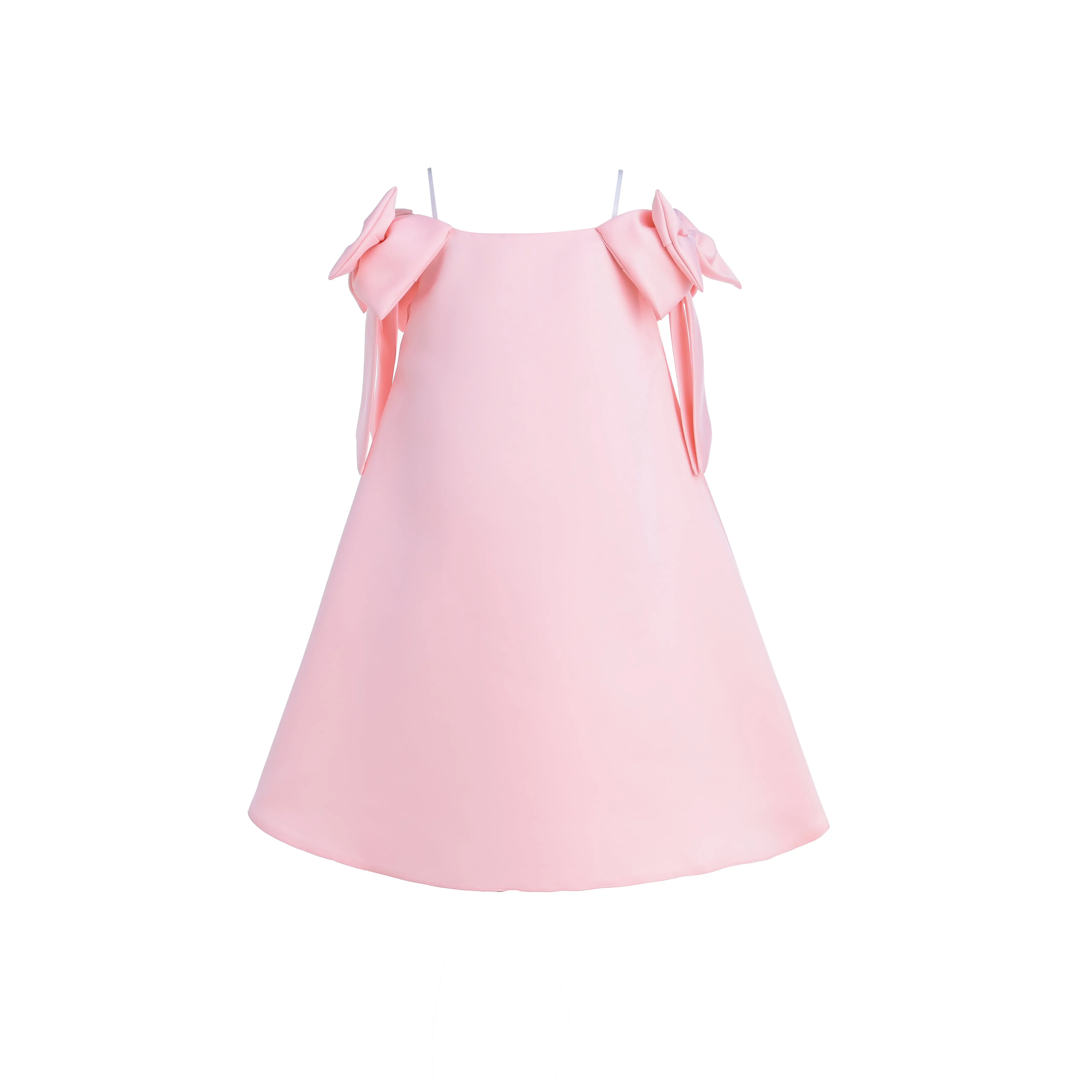 Pink Luneta Off-Shoulder Bow Dress