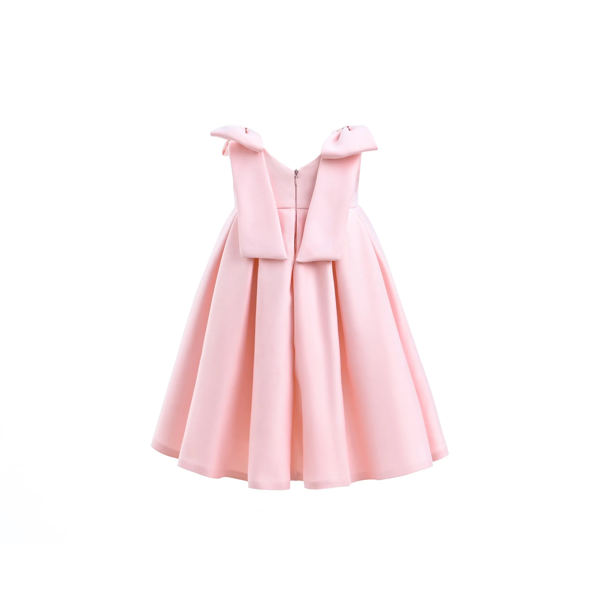 Pink Palermo Satin Bow Pleated Dress