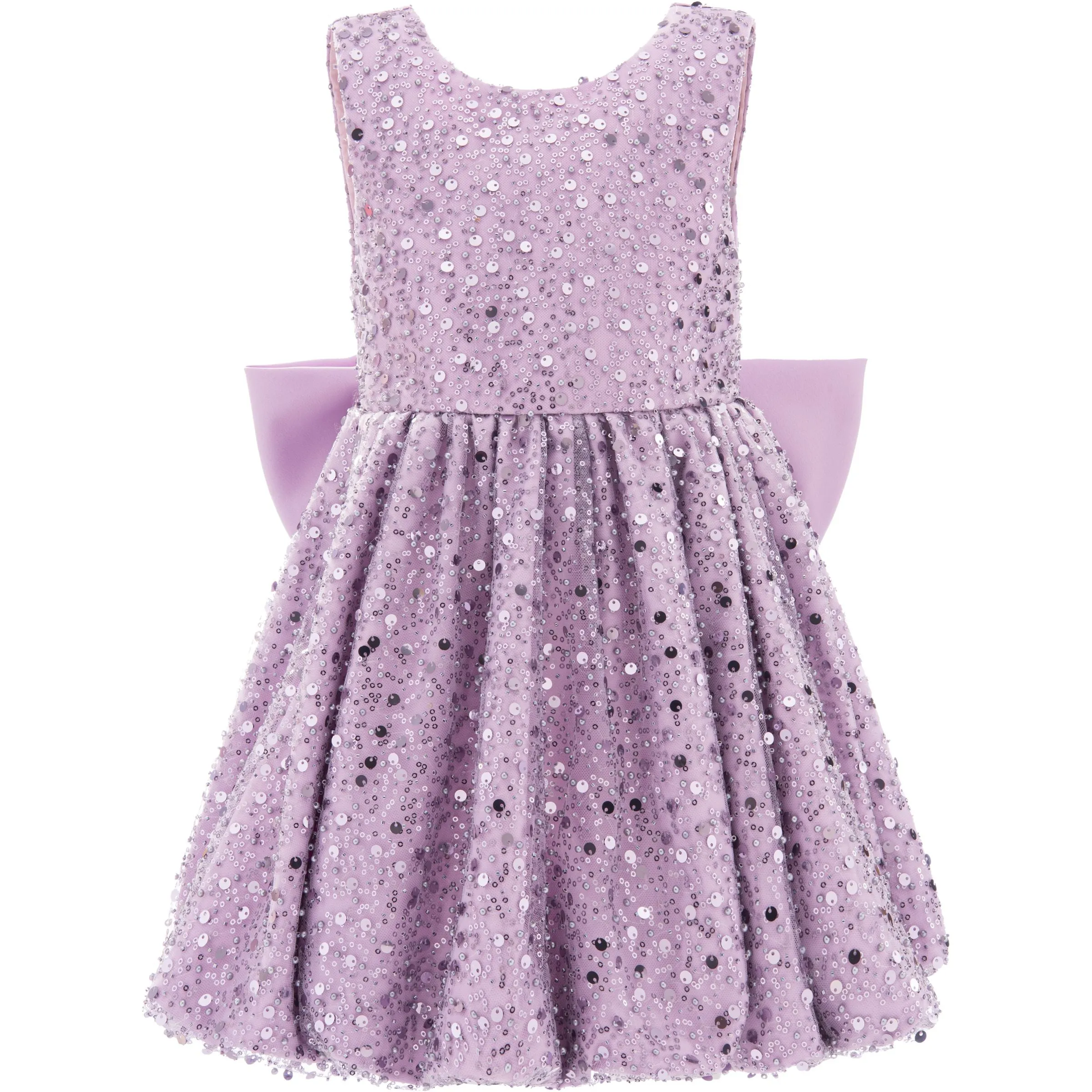 Purple Ainsley Sequin Bow Dress