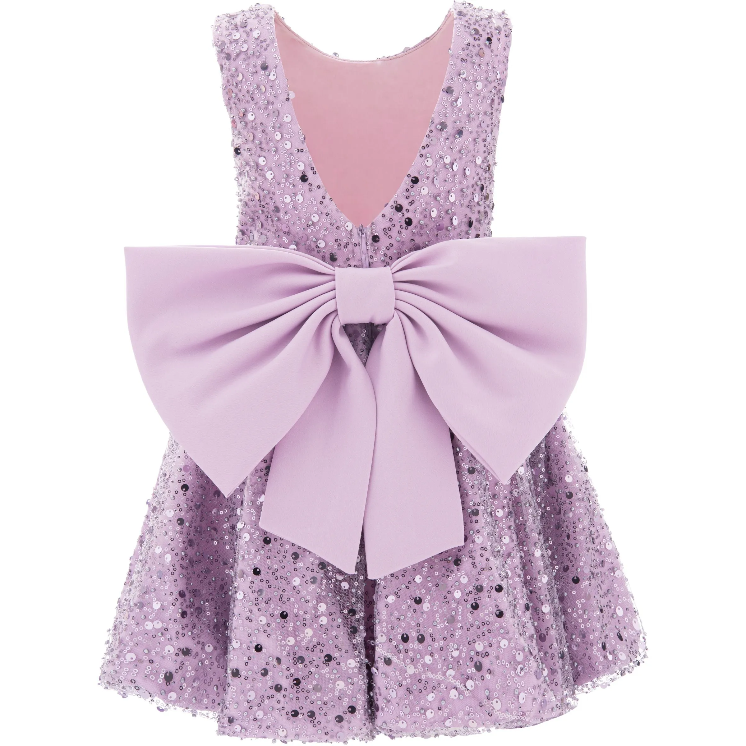 Purple Ainsley Sequin Bow Dress