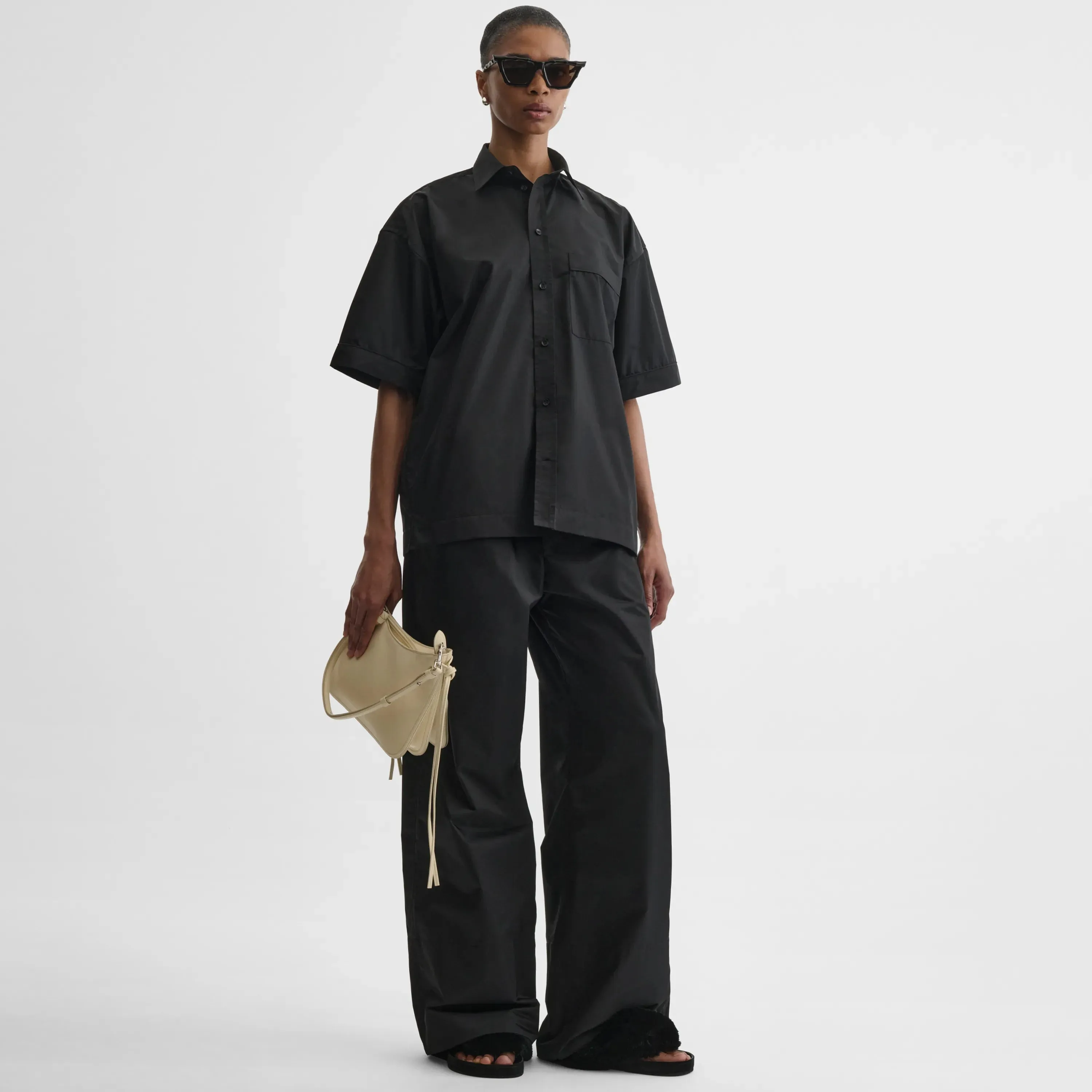 PYJAMA TROUSERS | black technical taffeta
