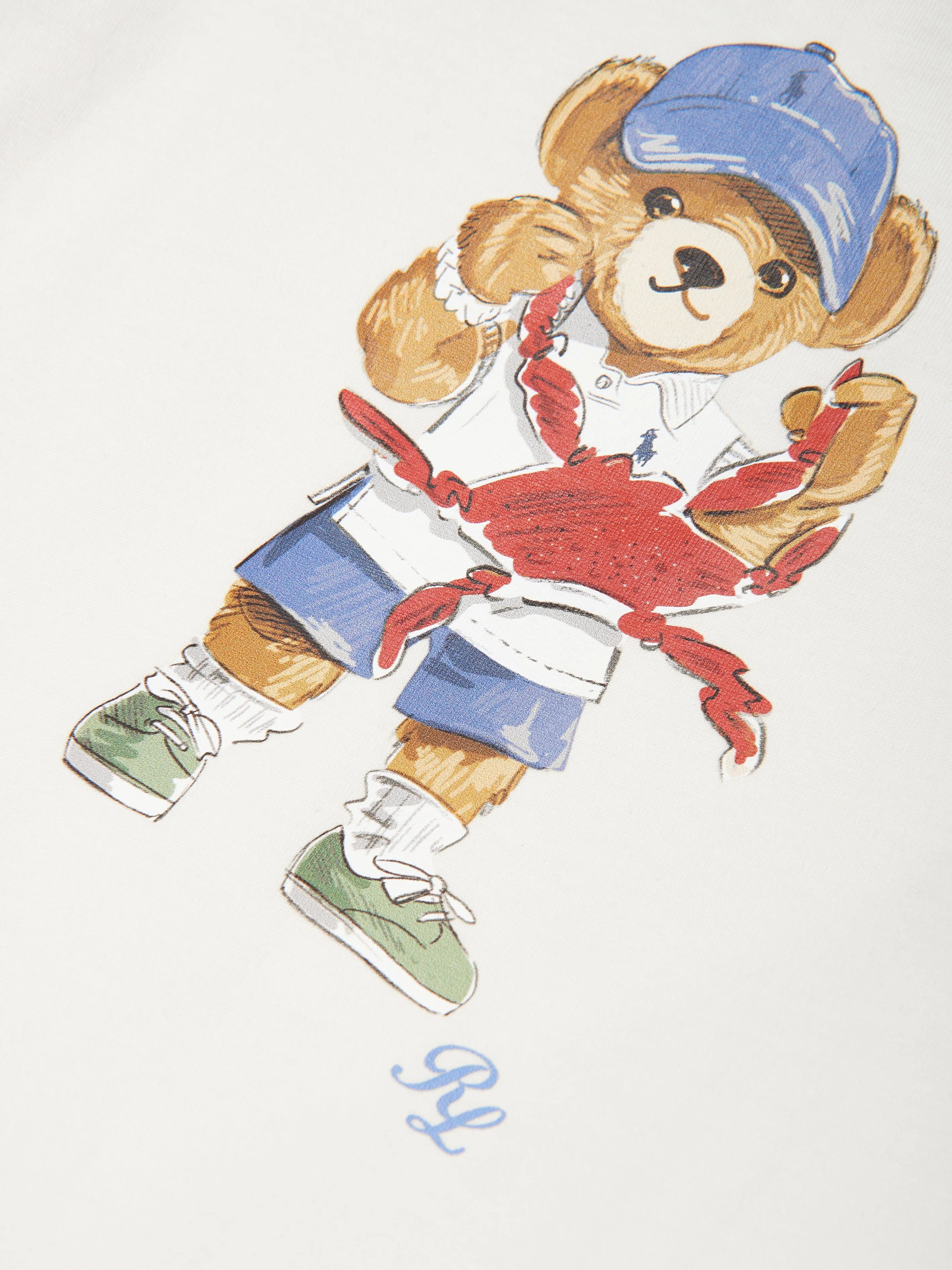 Ralph Lauren Baby Boys Bear Romper in White