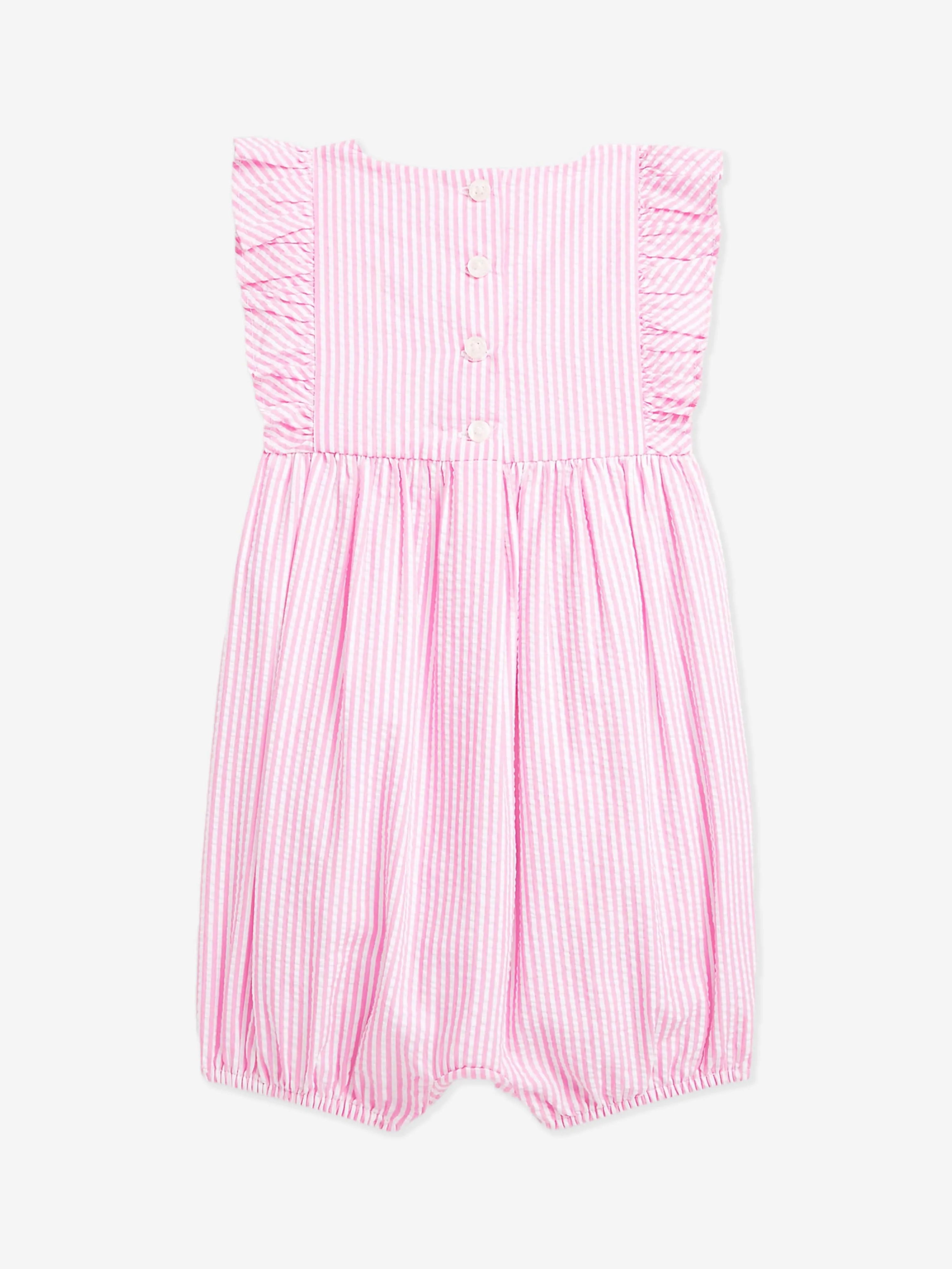 Ralph Lauren Baby Girls Striped Romper in Pink