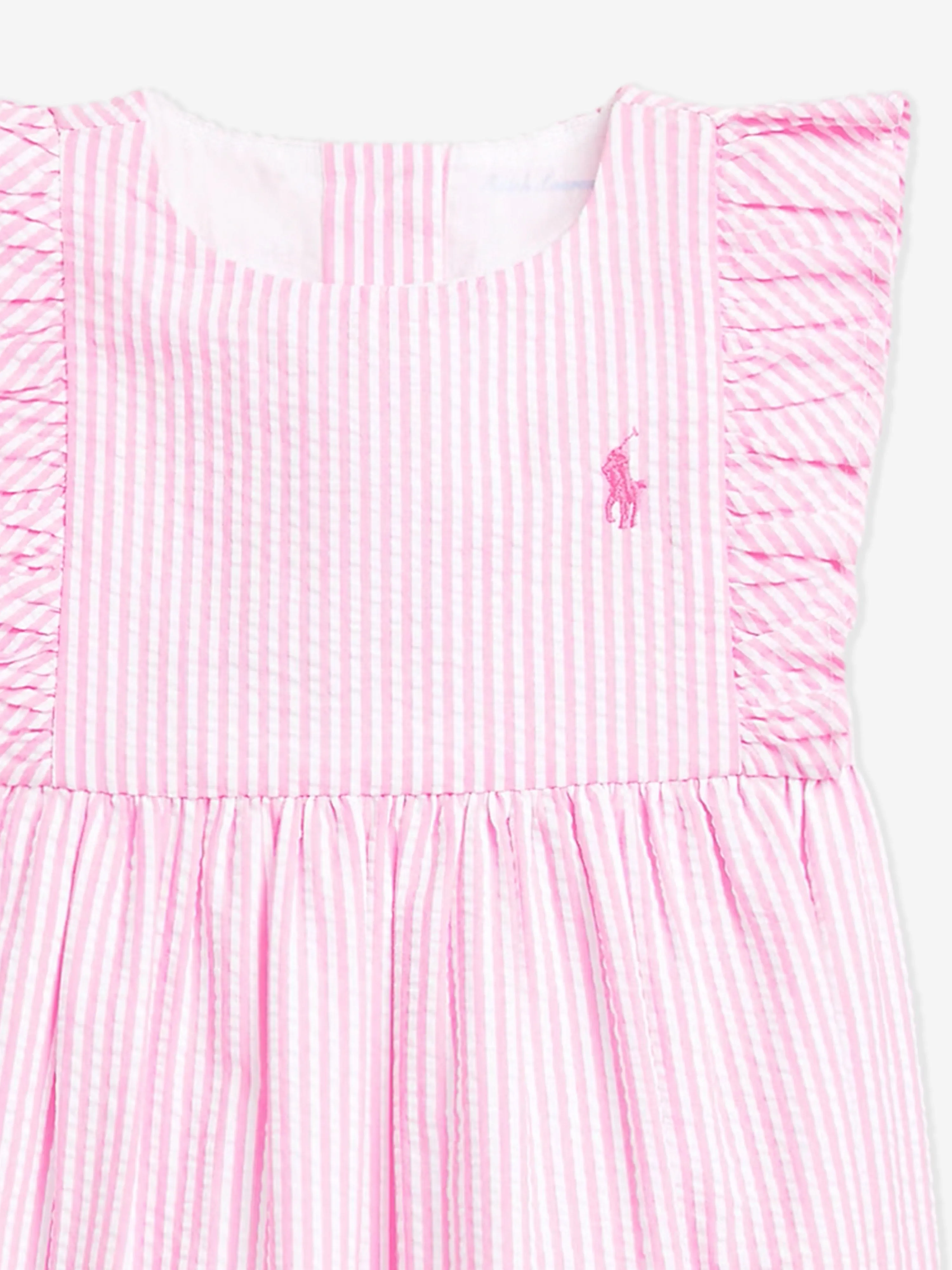 Ralph Lauren Baby Girls Striped Romper in Pink