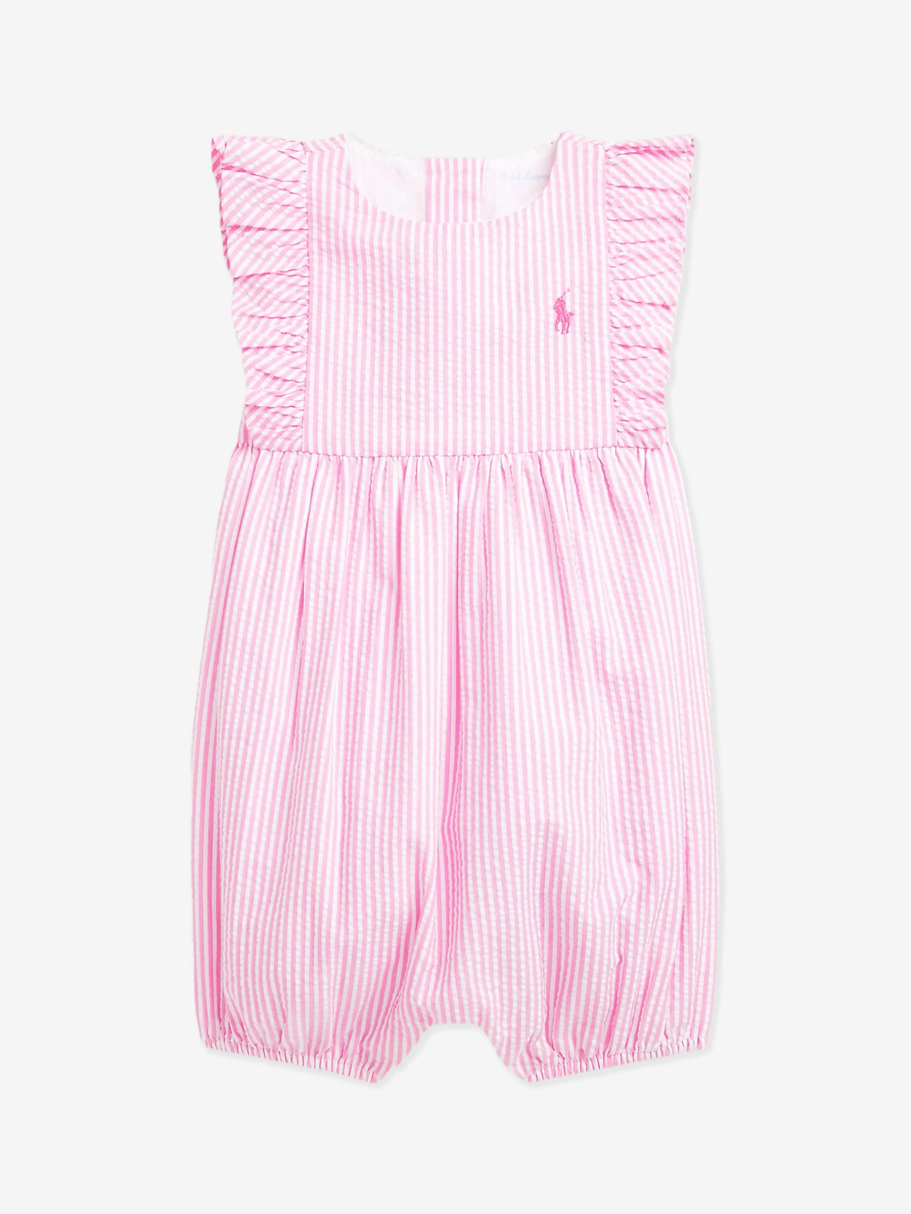 Ralph Lauren Baby Girls Striped Romper in Pink