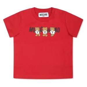 Red 3 Bears Logo Print T-Shirt