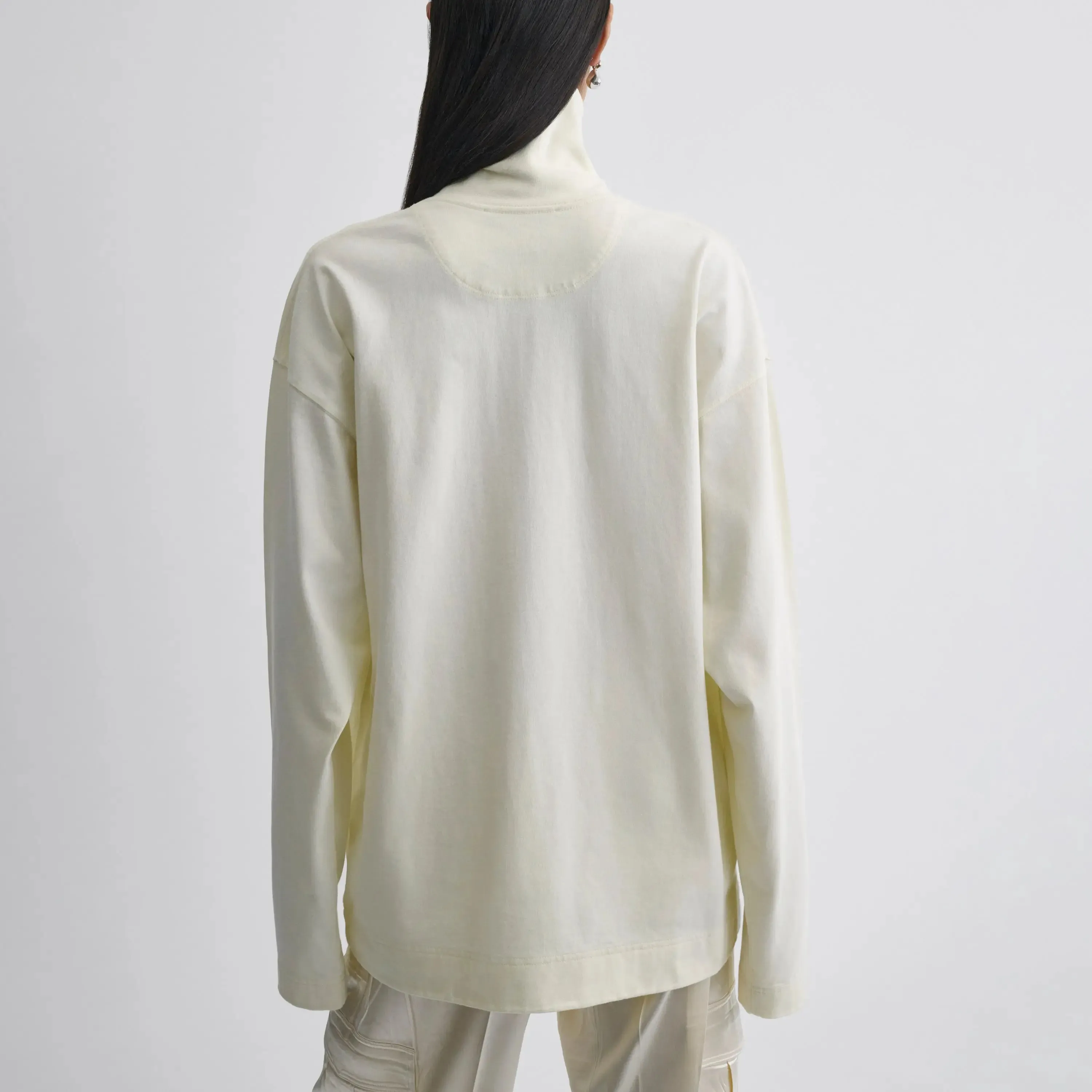 RELAXED LONG SLEEVE JERSEY | cream cotton jersey