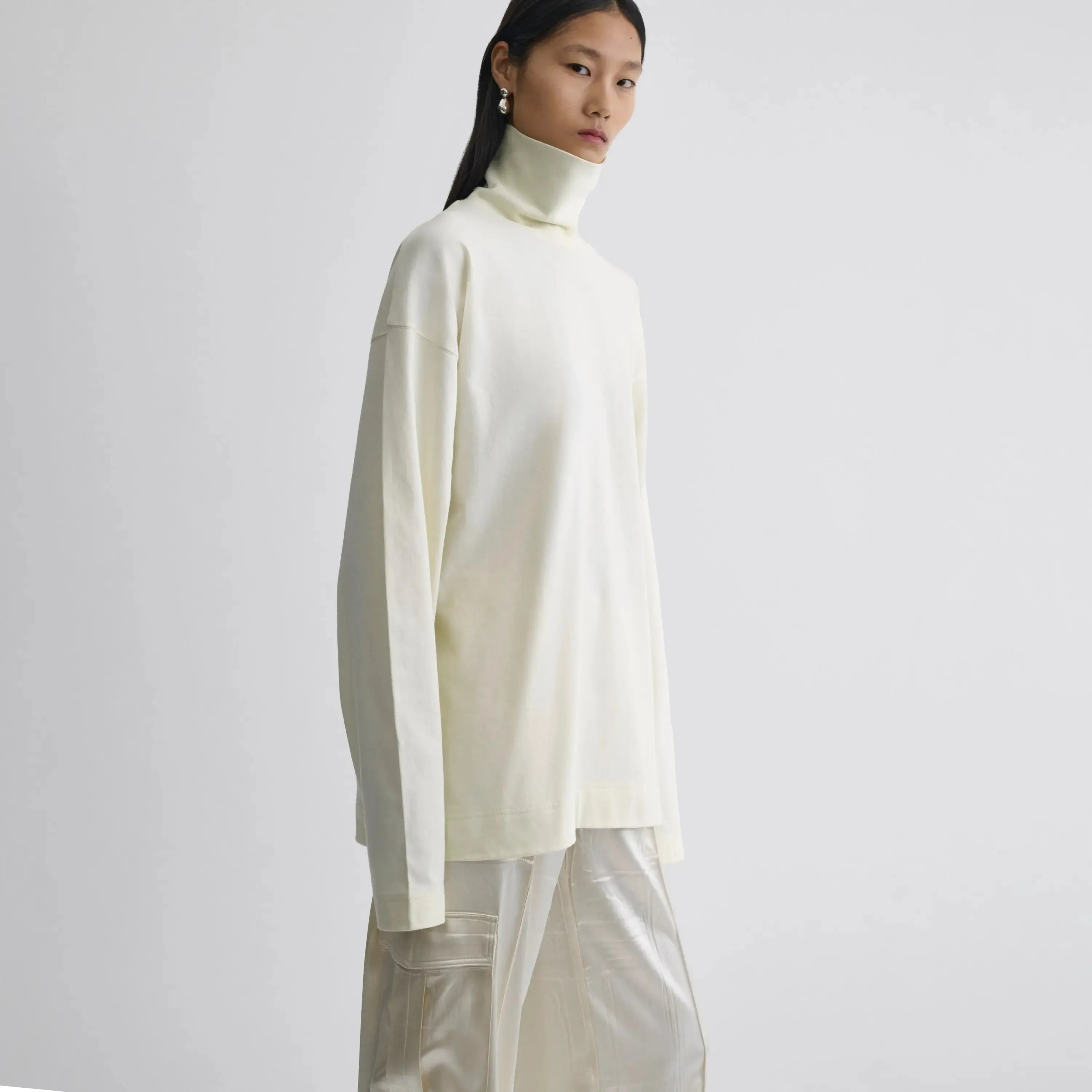 RELAXED LONG SLEEVE JERSEY | cream cotton jersey