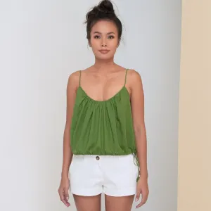 RINKI FLOW STRING CAMISOLE - Cotton Voile | Moss Green