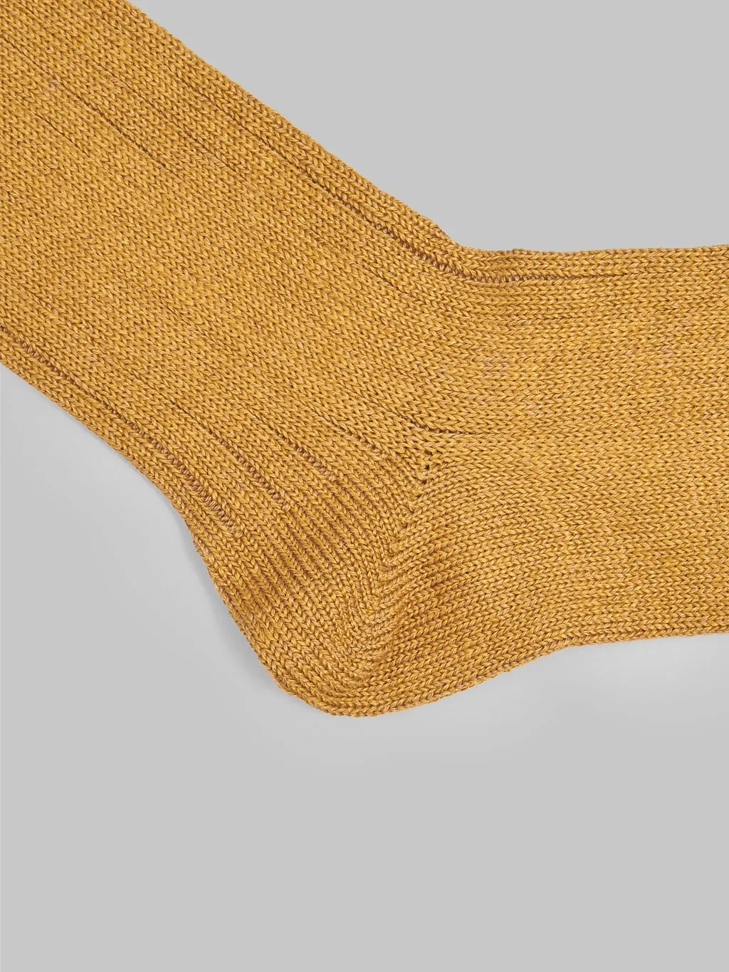 ROTOTO Linen Cotton Ribbed Crew Socks Dark Gold