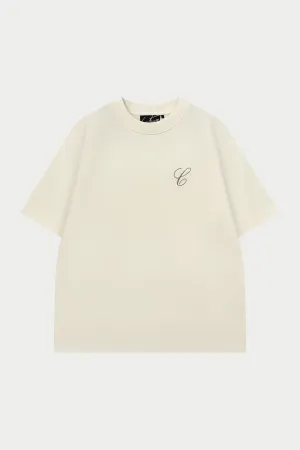 SCRIPT EMBROIDERED T-SHIRT - OFF WHITE