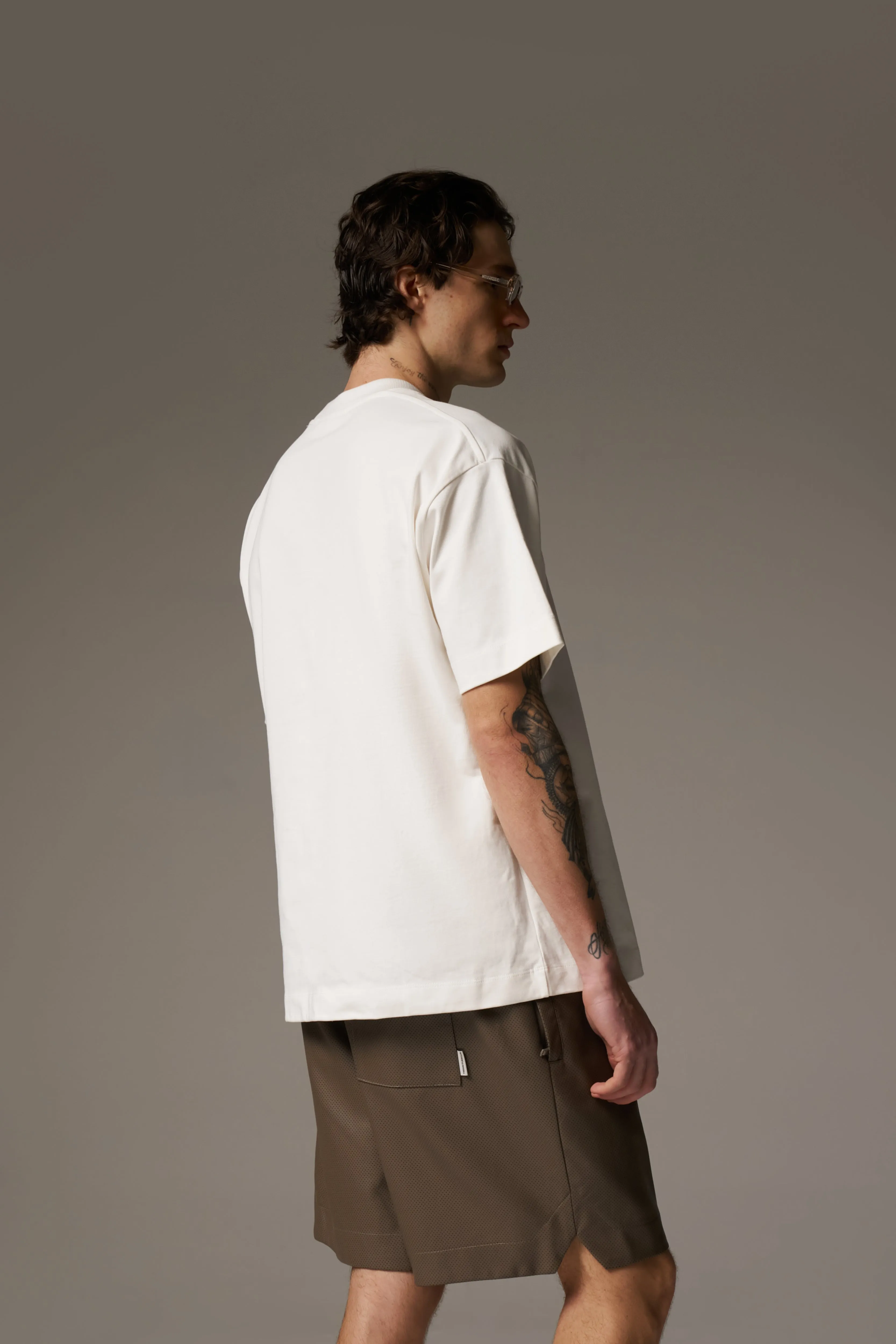 SCRIPT EMBROIDERED T-SHIRT - OFF WHITE