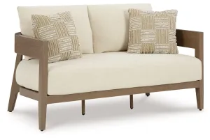 Serene Bay Dark Brown / White Loveseat With Cushion