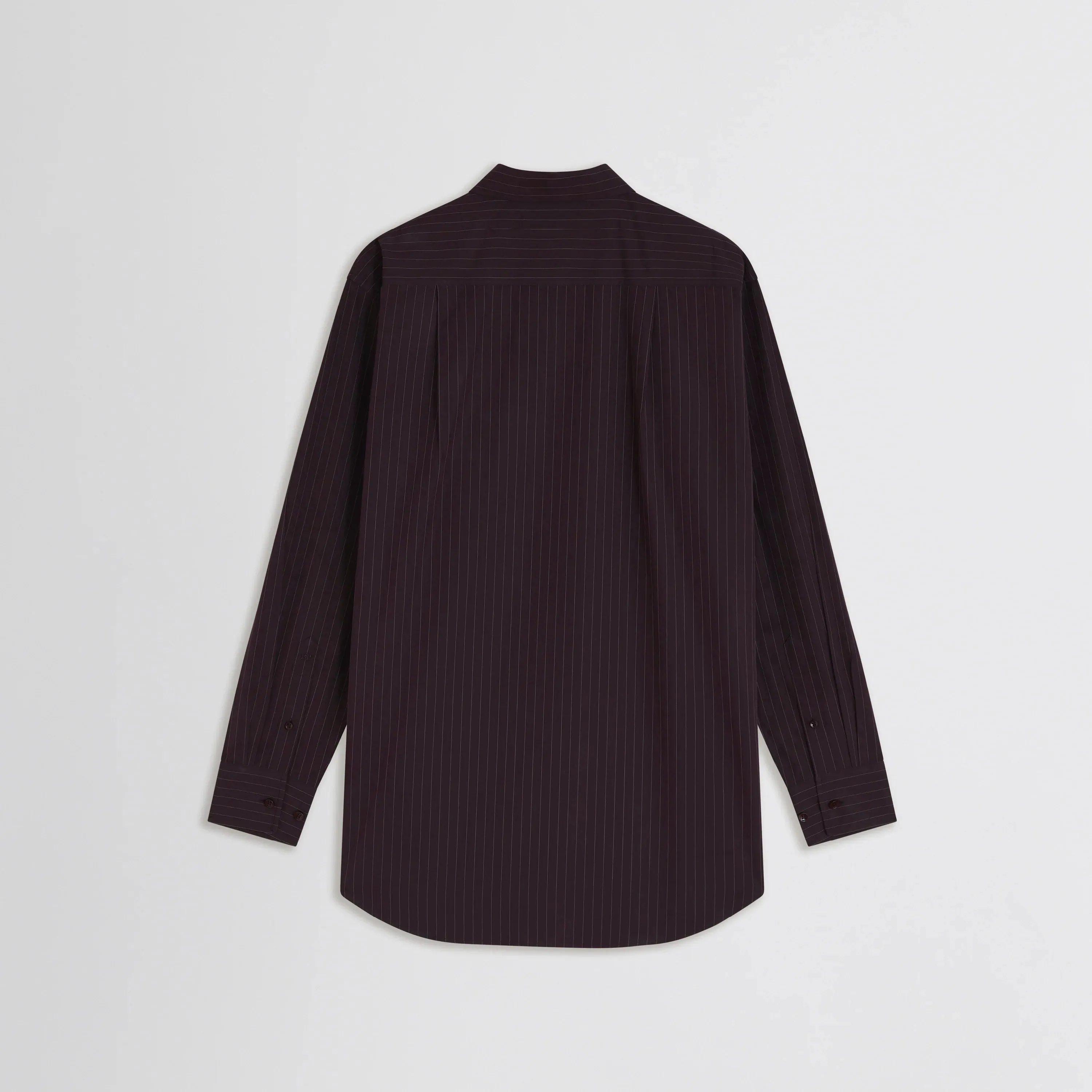 SHARP COLLAR SHIRT | black cherry pinstripe cotton
