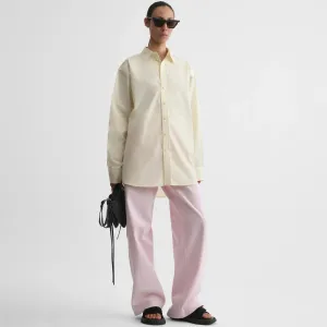 SHARP COLLAR SHIRT | light yellow cotton