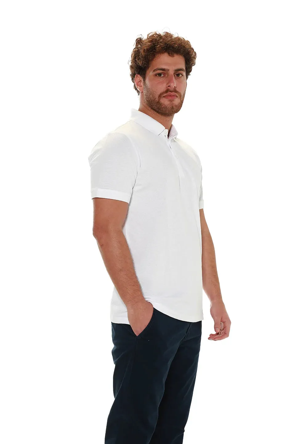 Short Sleeved White Polo