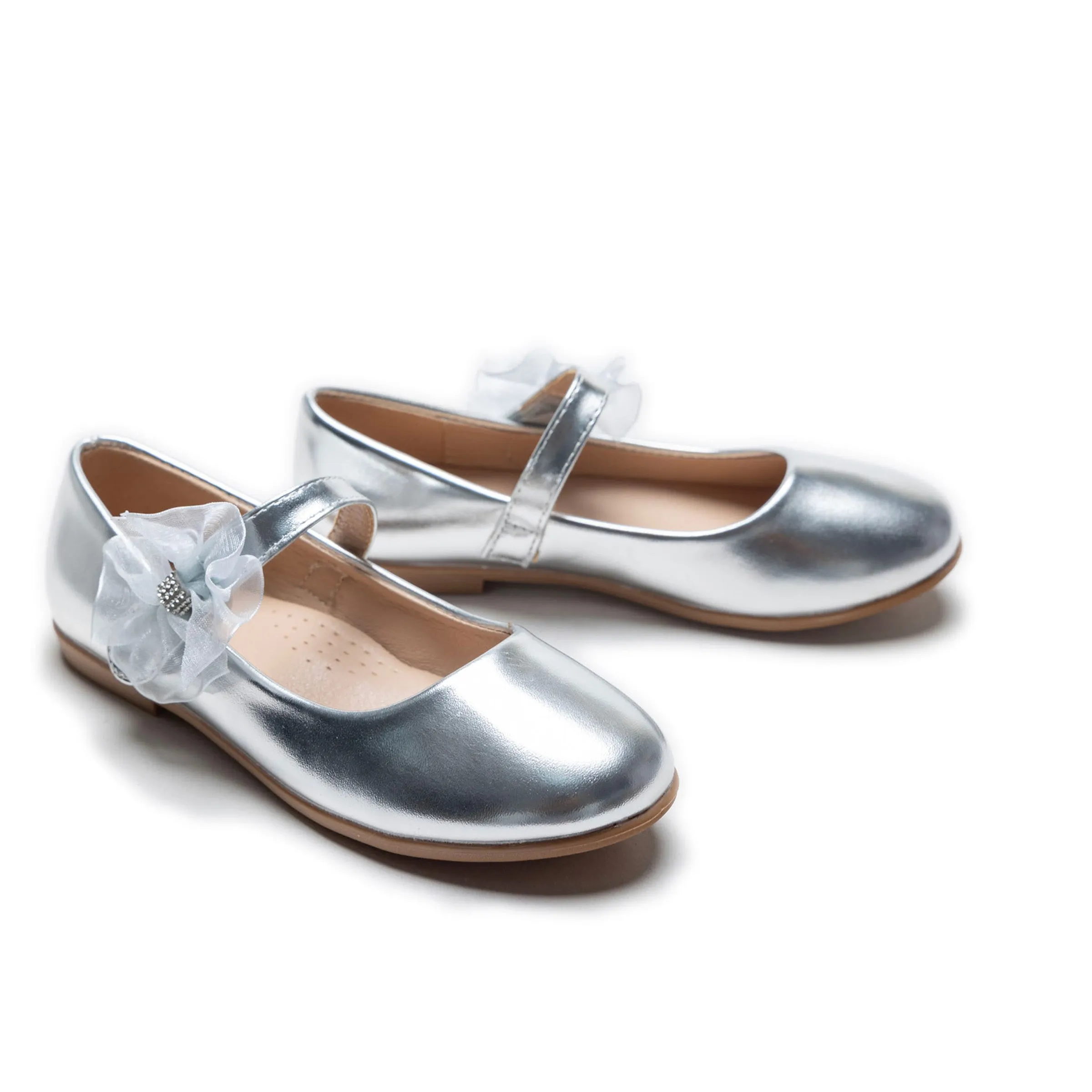 Silver Haile Rhinestone Flower Flats