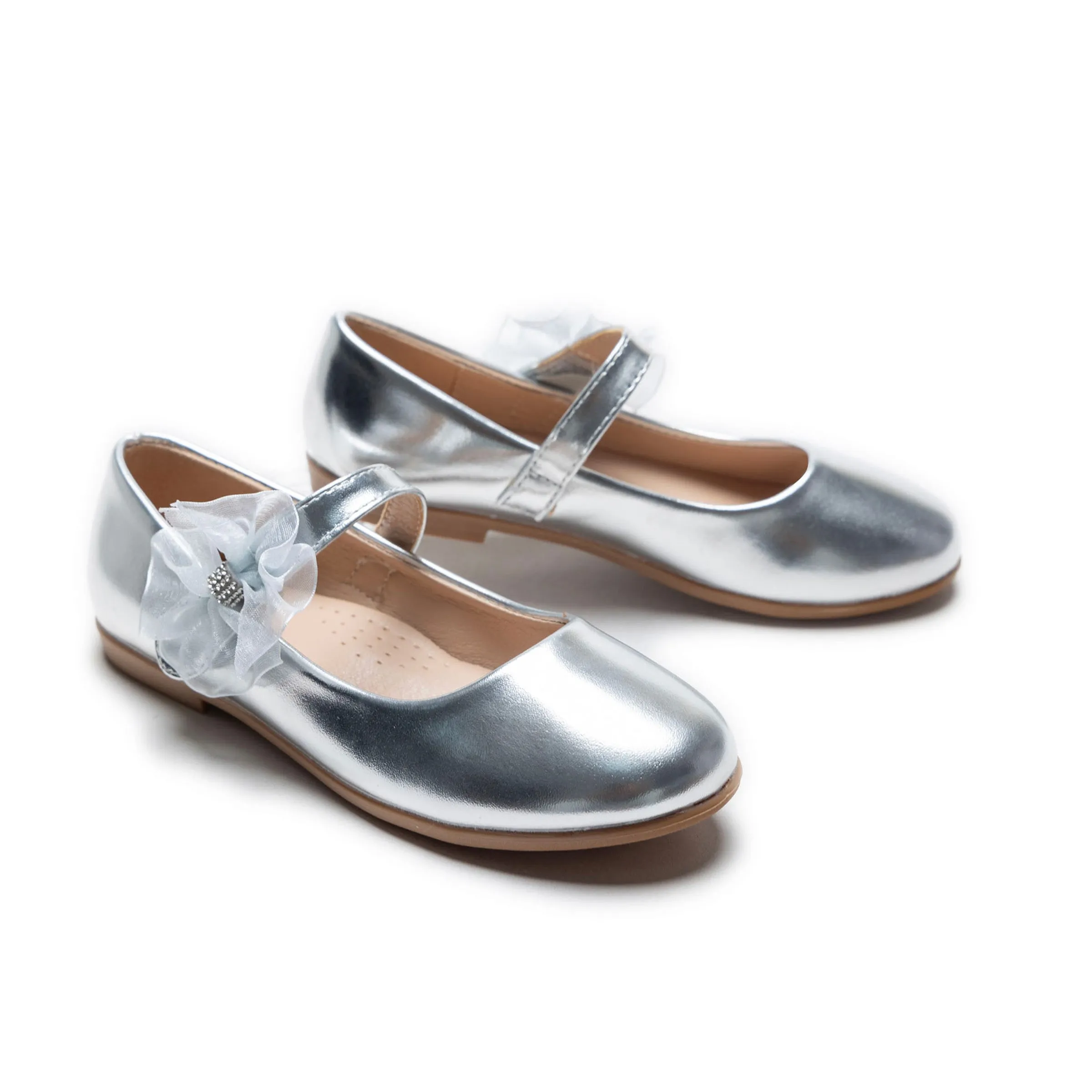 Silver Haile Rhinestone Flower Flats