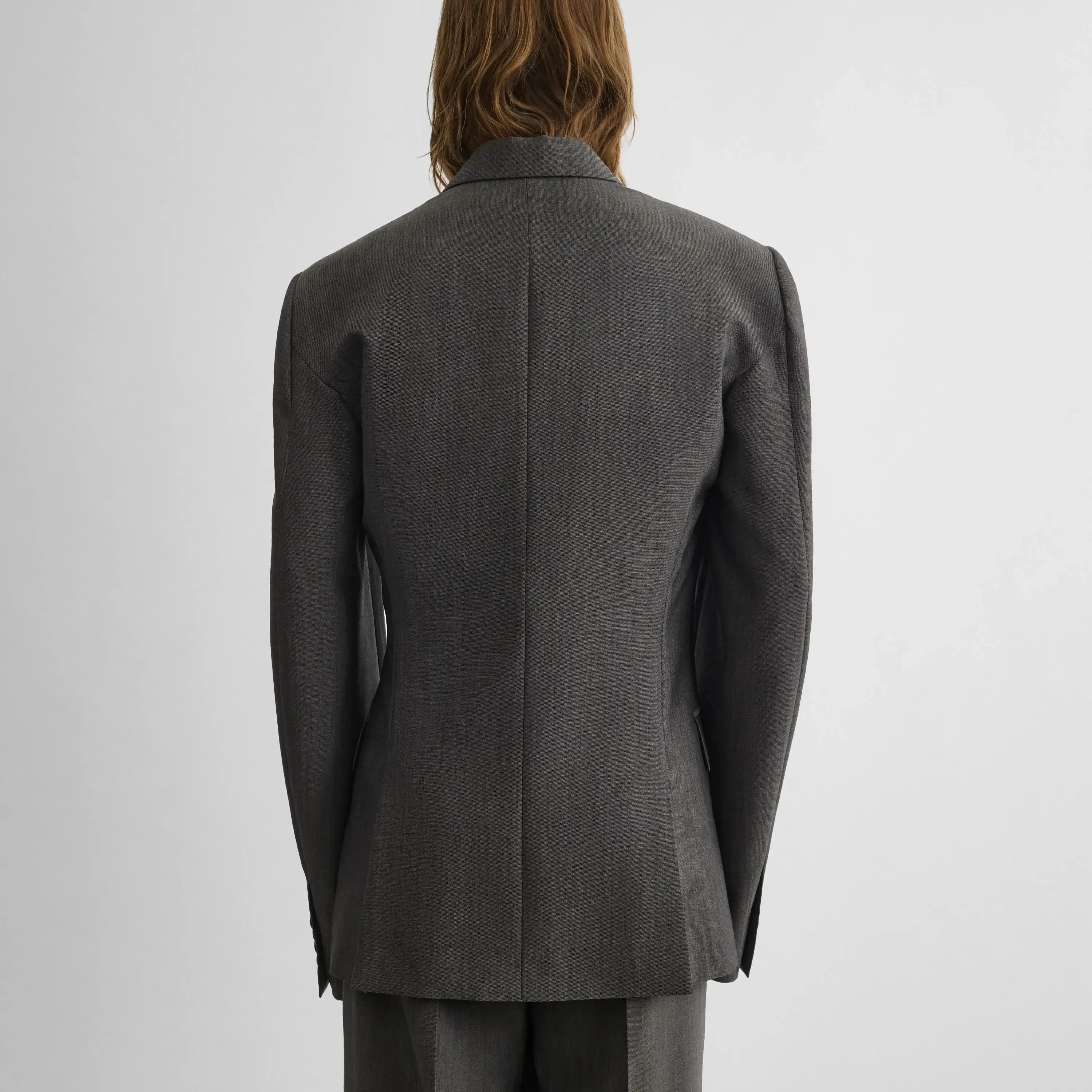 SINGLE BREASTED JACKET | dark taupe wool