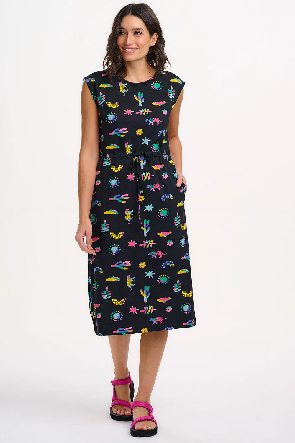 Sloane Jersey Midi Dress - Black. Summer Joy