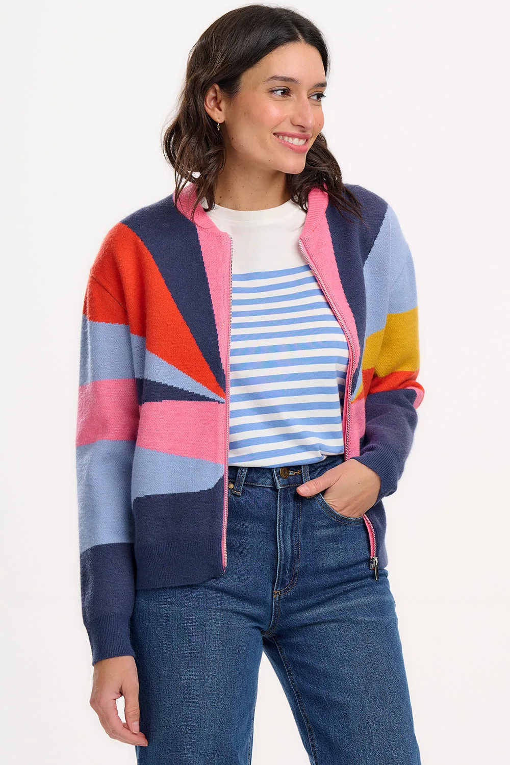 Solana Knitted Bomber - Multi. Sunrays