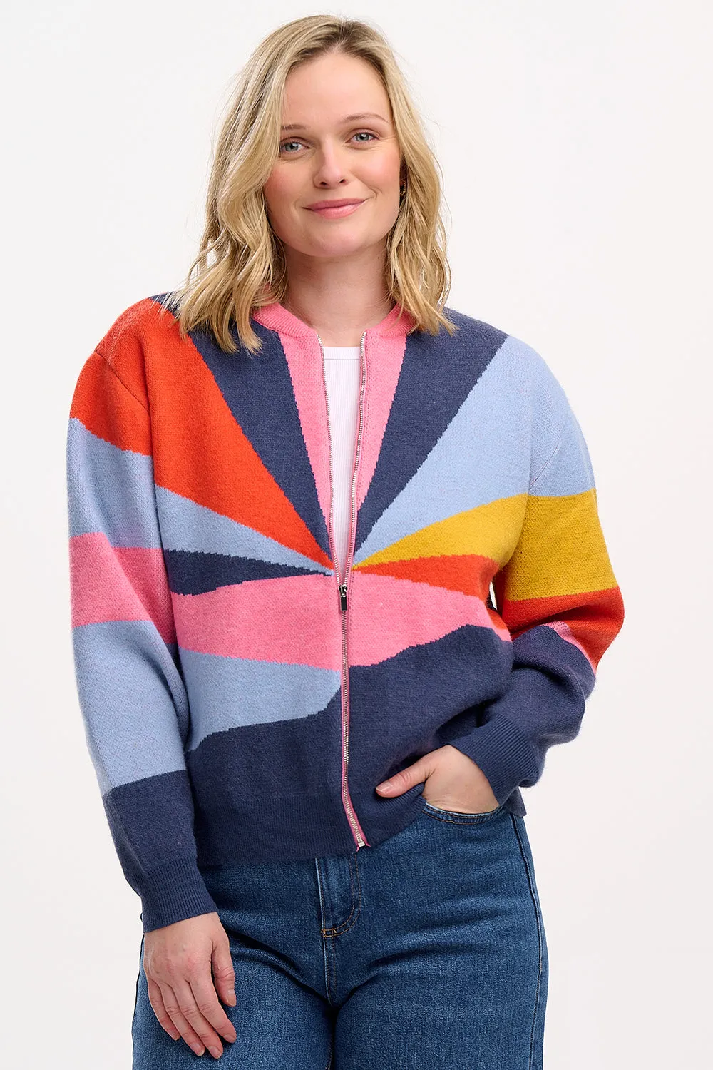 Solana Knitted Bomber - Multi. Sunrays