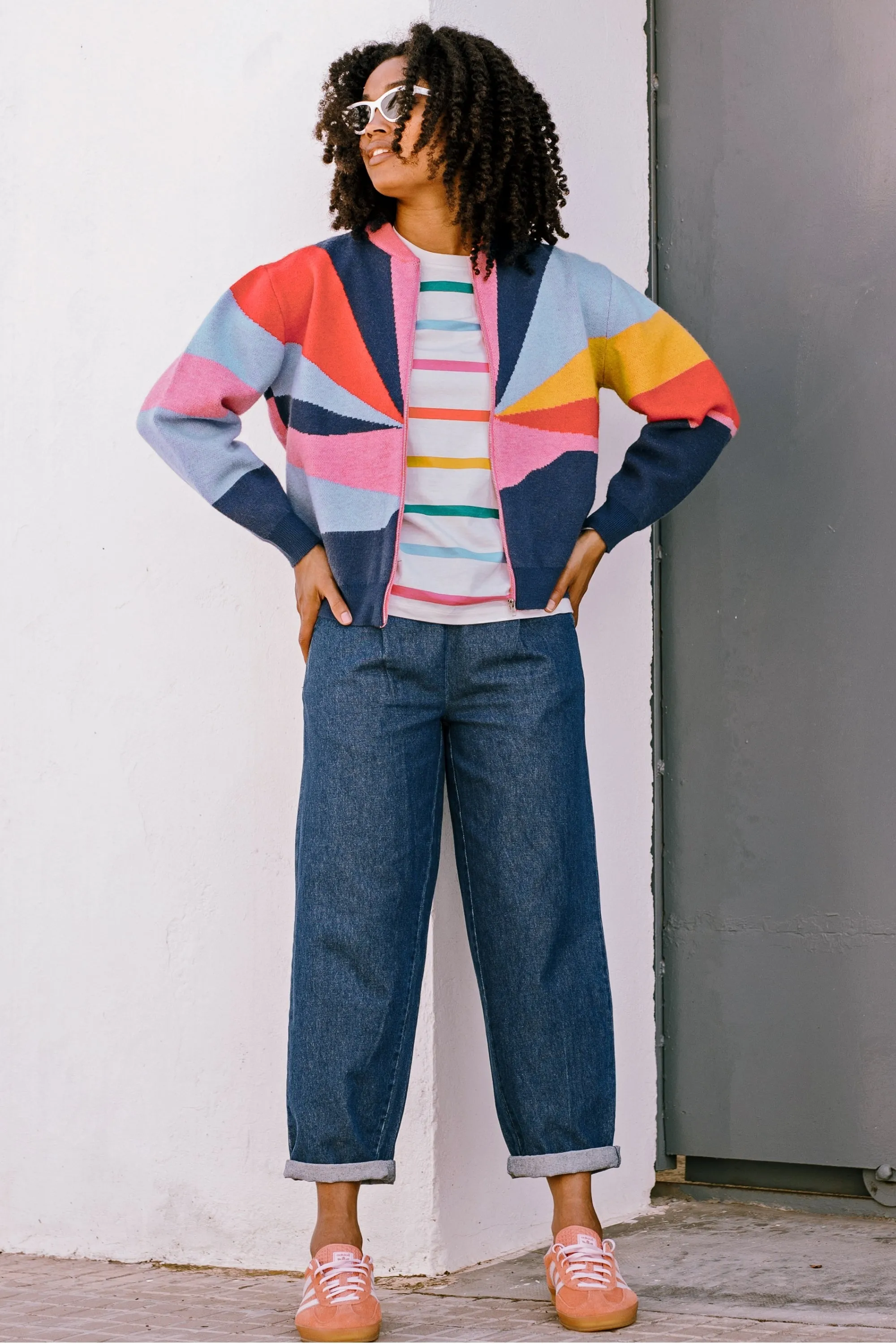 Solana Knitted Bomber - Multi. Sunrays