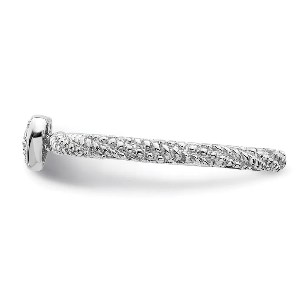 Sterling Silver Diamond Stackable Expressions Textured Heart Ring | QSK1823