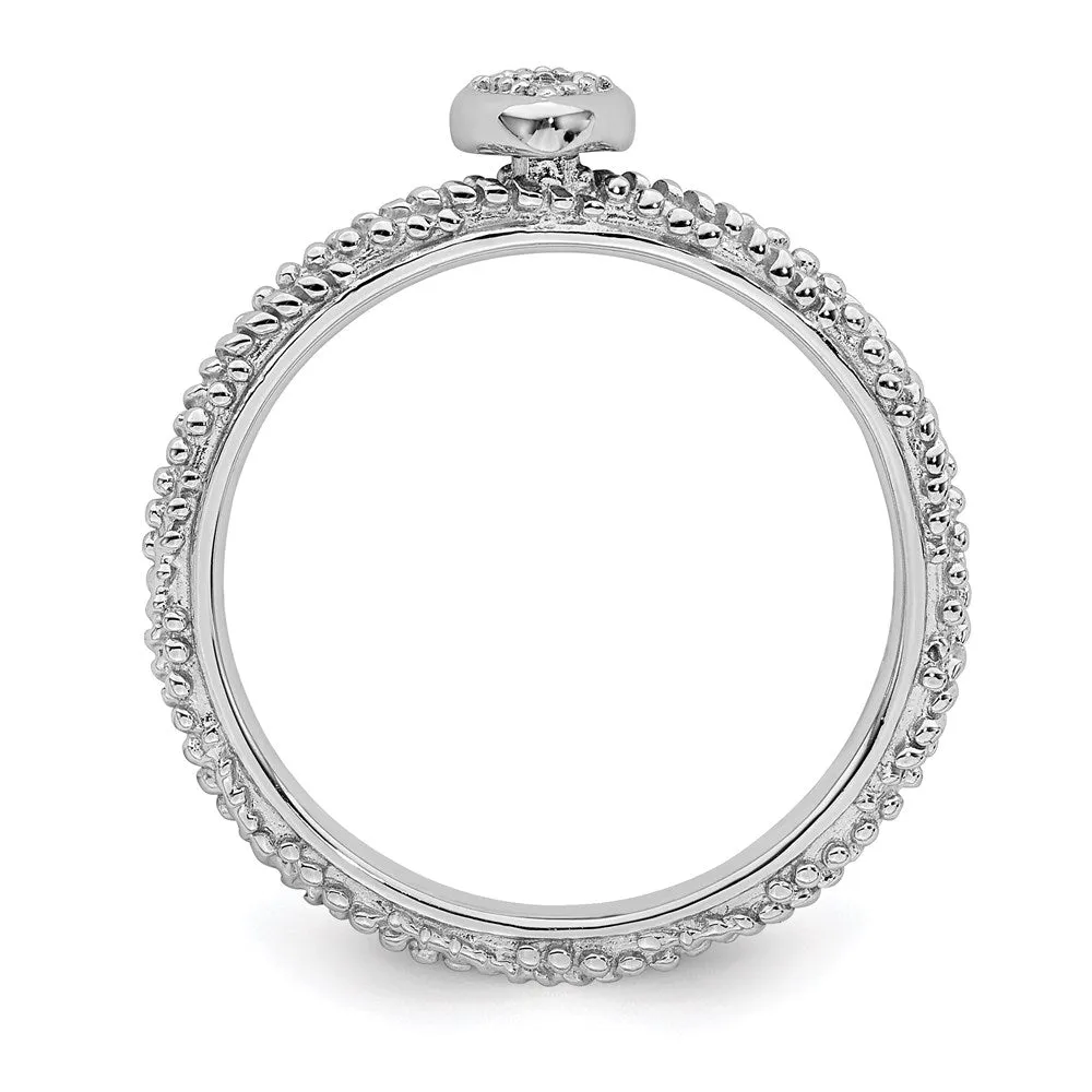 Sterling Silver Diamond Stackable Expressions Textured Heart Ring | QSK1823