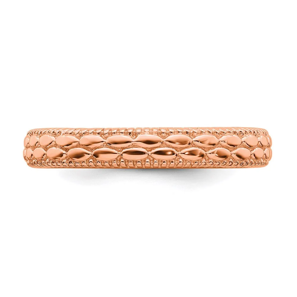 Sterling Silver Stackable Expressions Rose Gold-plated Patterned Ring | QSK1568