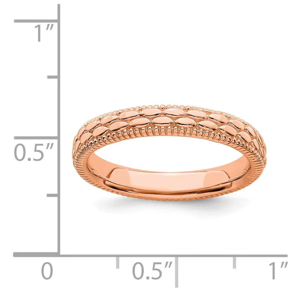 Sterling Silver Stackable Expressions Rose Gold-plated Patterned Ring | QSK1568