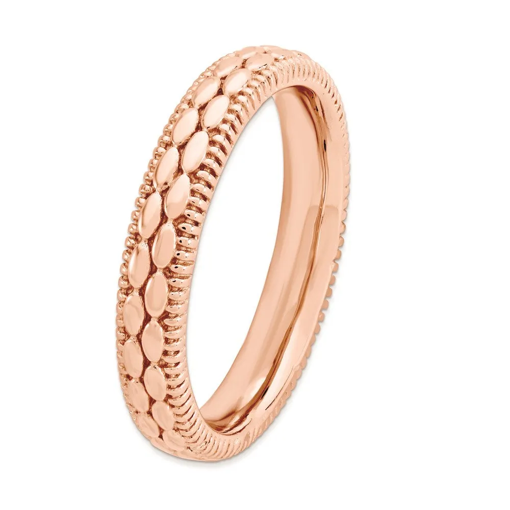 Sterling Silver Stackable Expressions Rose Gold-plated Patterned Ring | QSK1568