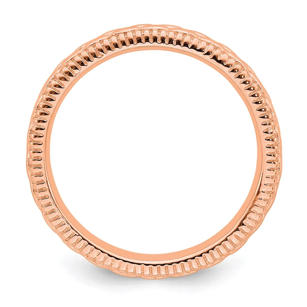 Sterling Silver Stackable Expressions Rose Gold-plated Patterned Ring | QSK1568