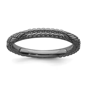 Sterling Silver Stackable Expressions Ruthenium-plated Patterned Ring | QSK1560