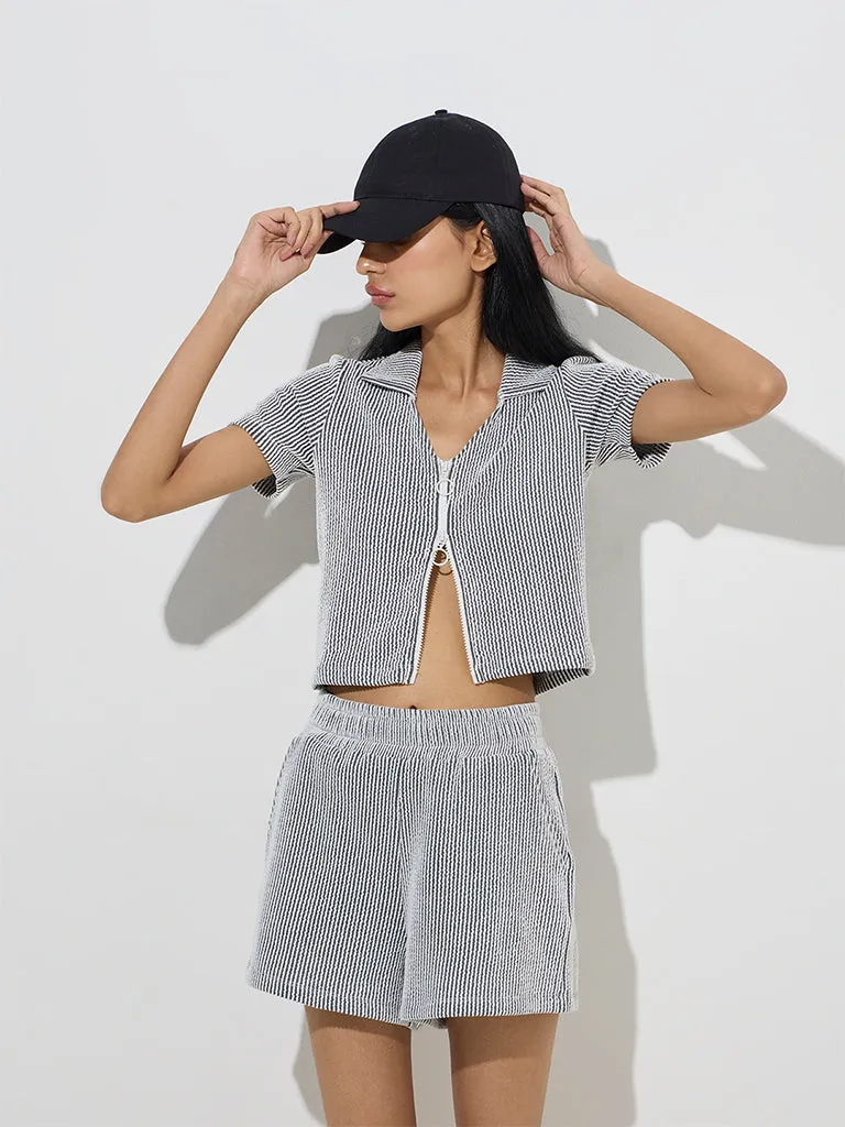 Studiofit Black Textured Cotton-Blend Jacket