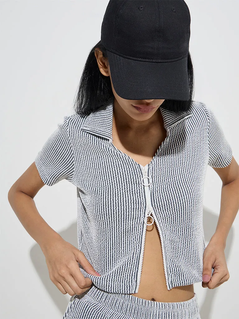 Studiofit Black Textured Cotton-Blend Jacket