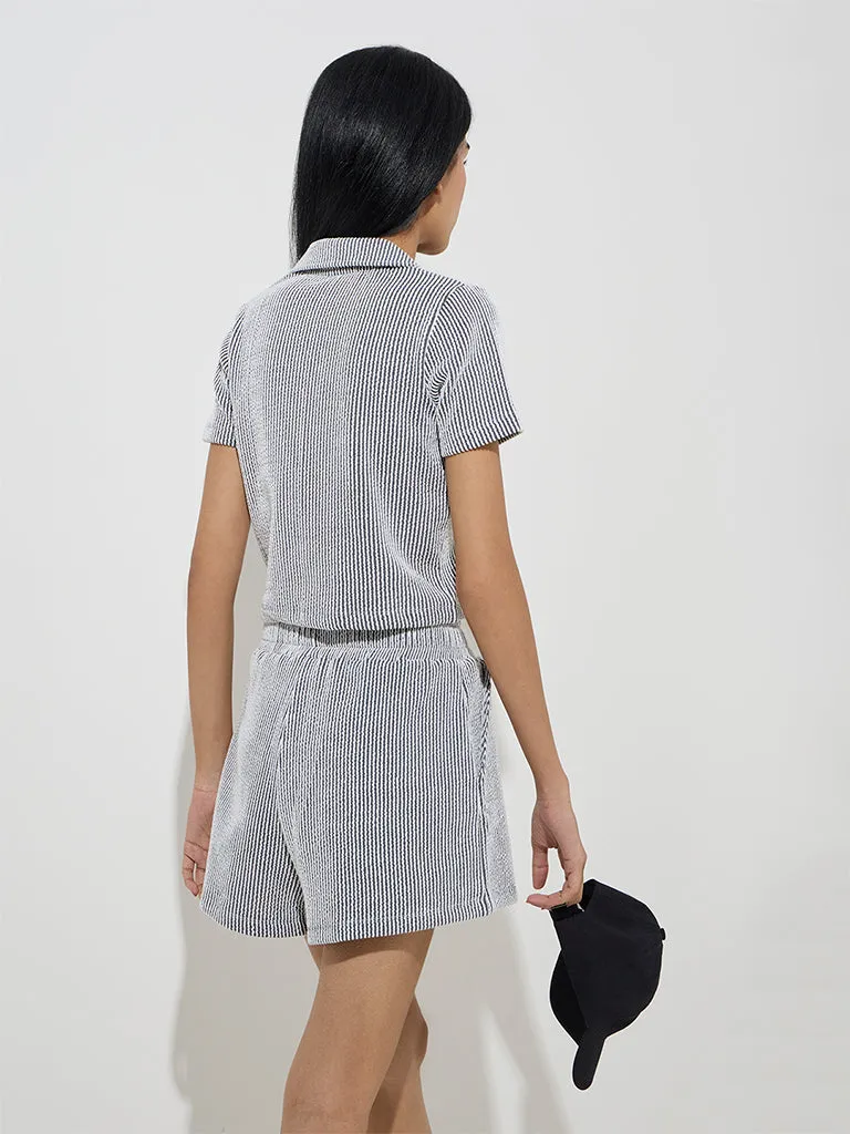 Studiofit Black Textured Cotton-Blend Jacket