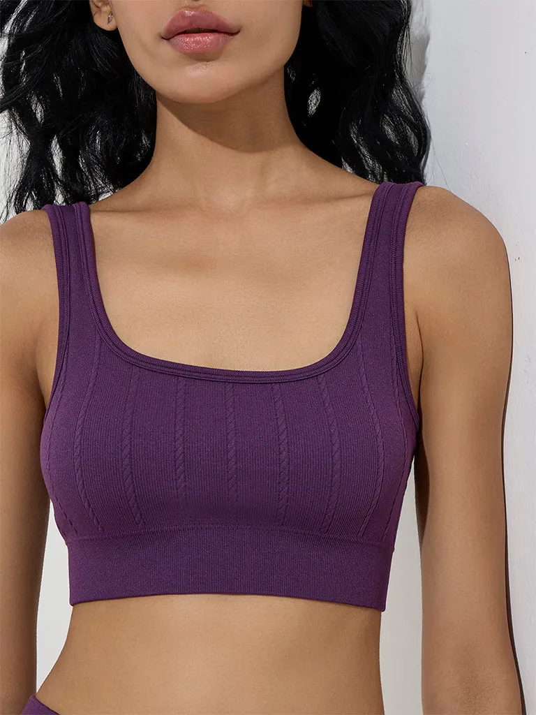 Superstar Plum Knit-Textured Seam-Free Bra